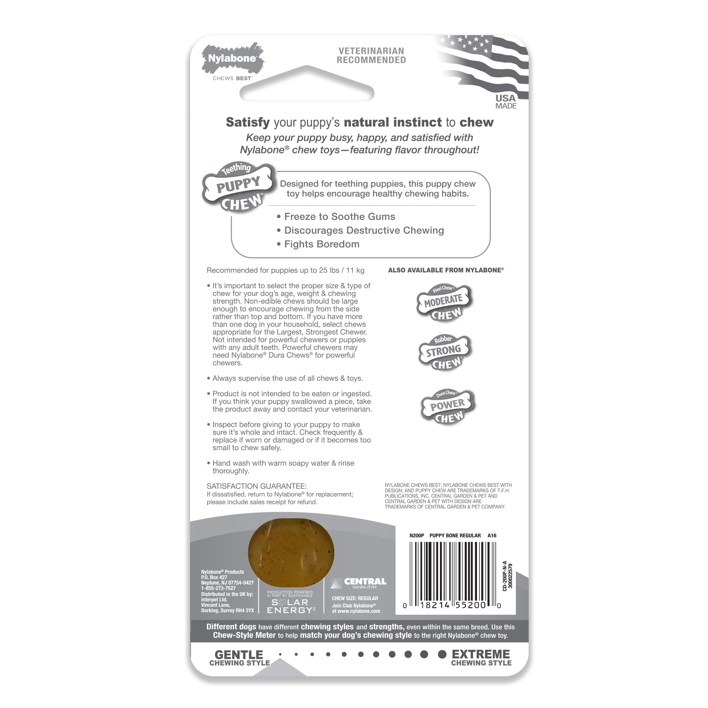 Nylabone Just for Puppies Teething Chew Classic Bone Chicken, 1ea/SMall/Regular  Up To 25 Ibs. 1 ct