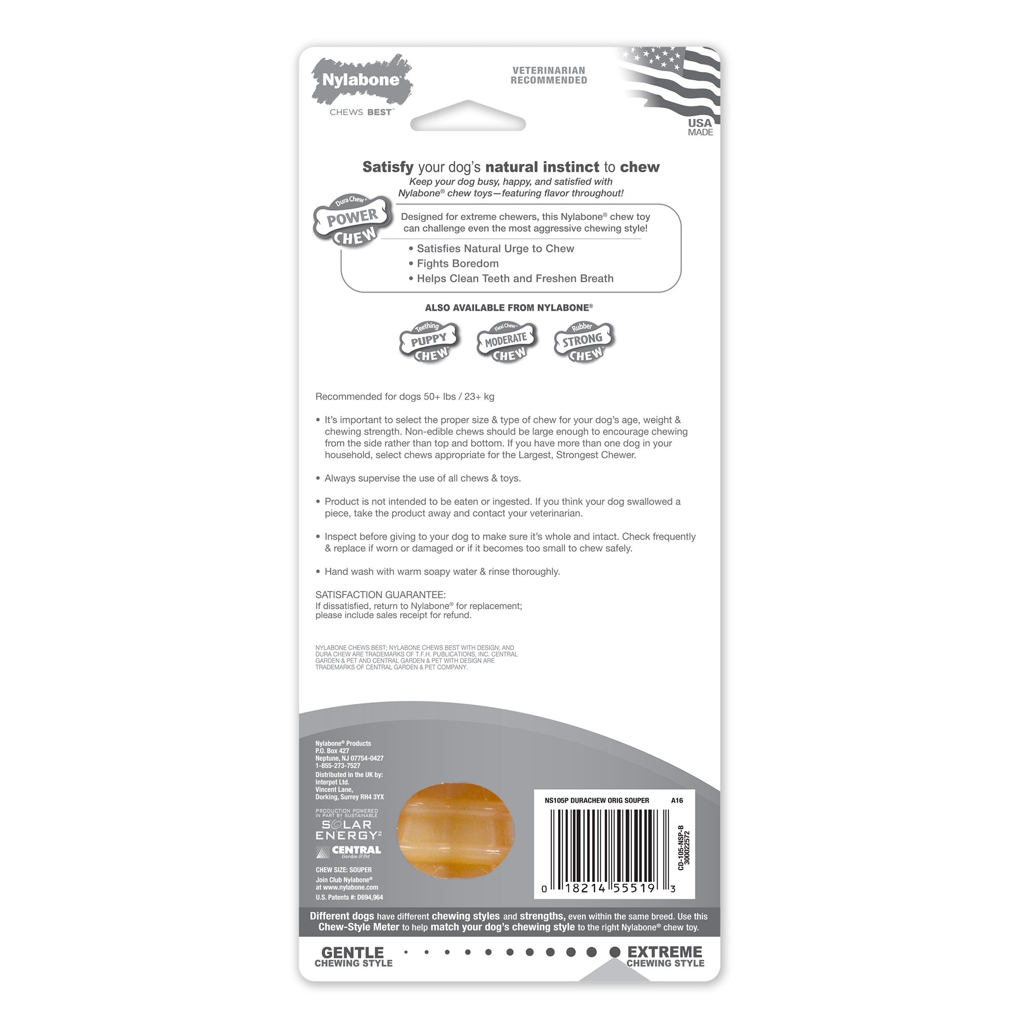 Nylabone Power Chew Dog Toy Original, 1ea/XL/Souper  50 Lbs. 1 ct