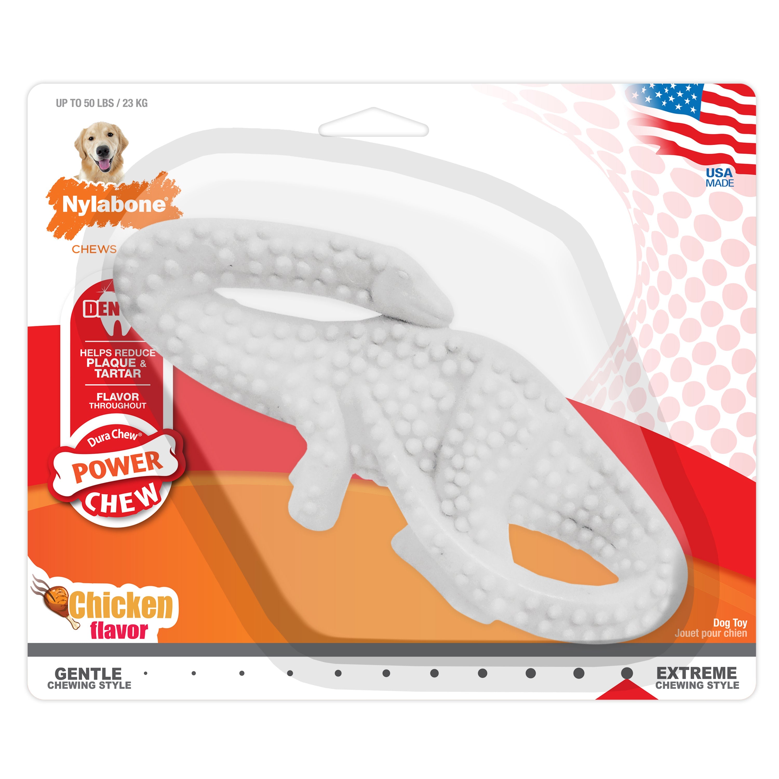 Nylabone Power Chew Dental Dinosaur Dog Toy Chicken, White, 1ea/Large/Giant  Up To 50 Lbs. 1 ct