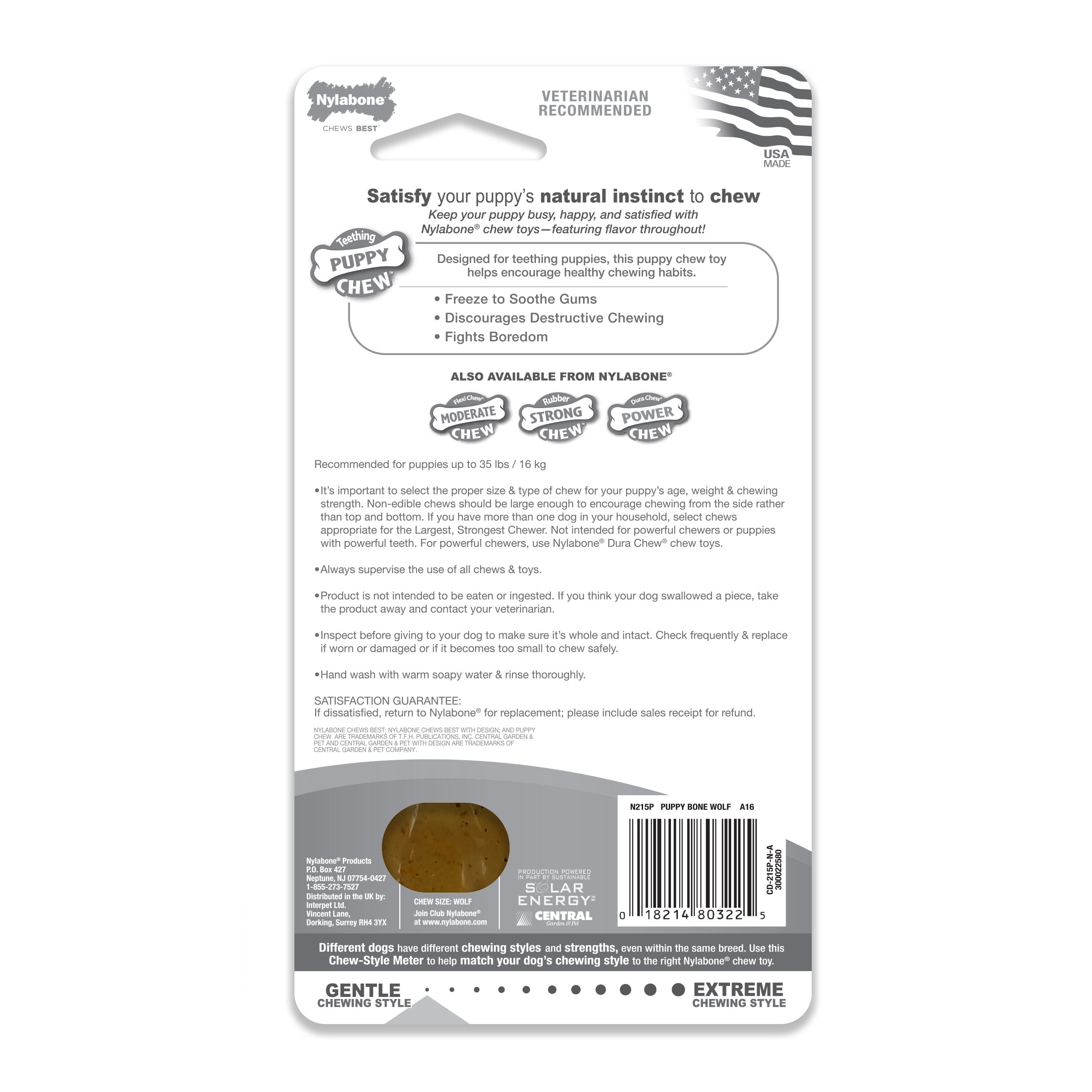 Nylabone Just for Puppies Teething Chew Classic Bone Chicken, 1ea/Medium/Wolf  Up To 35 Lbs. 1 ct