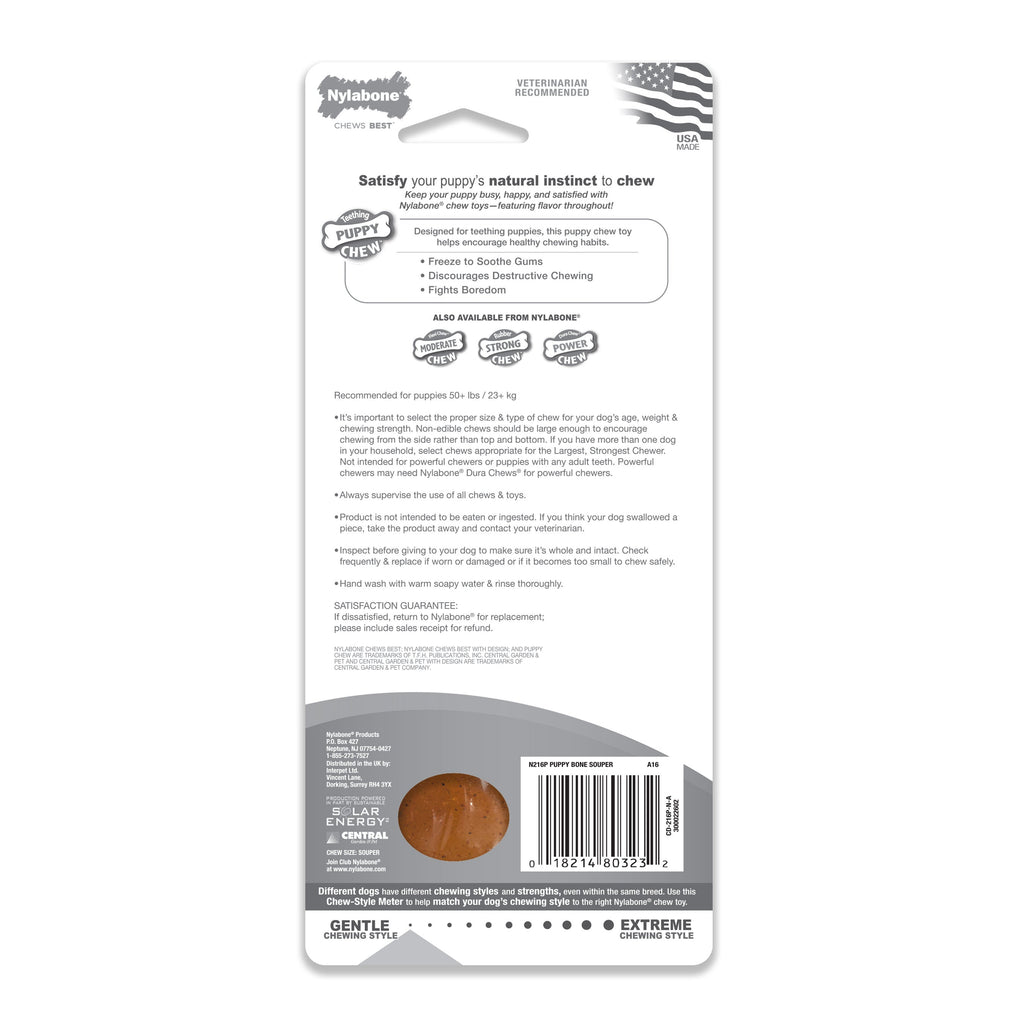 Nylabone Just for Puppies Teething Chew Classic Bone Chicken, 1ea/XL/Souper  50 Lbs. 1 ct