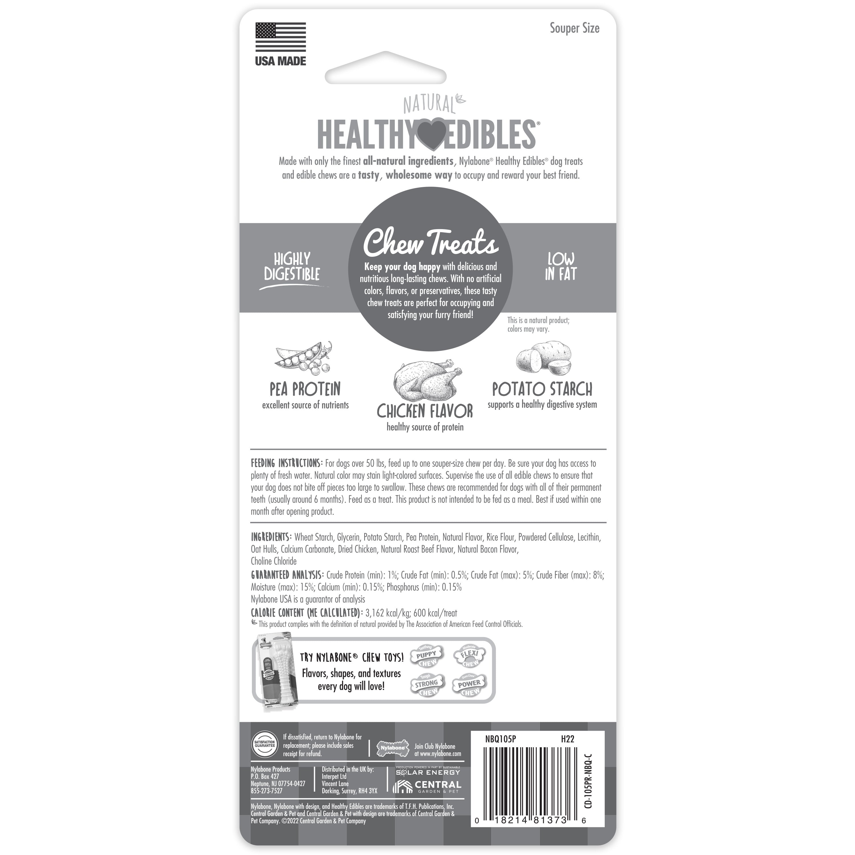 Nylabone Healthy Edibles AllNatural Long Lasting Chew Treats Chicken, 1ea/XL/Souper  50 Lbs. 1 ct