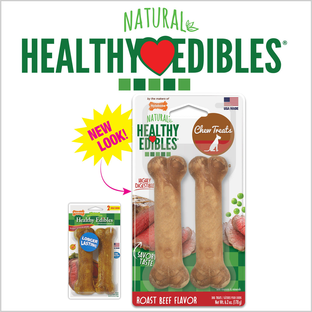 Nylabone Healthy Edibles AllNatural Long Lasting Chew Treats 2 count, 1ea/Wolf  Up To 35 lb