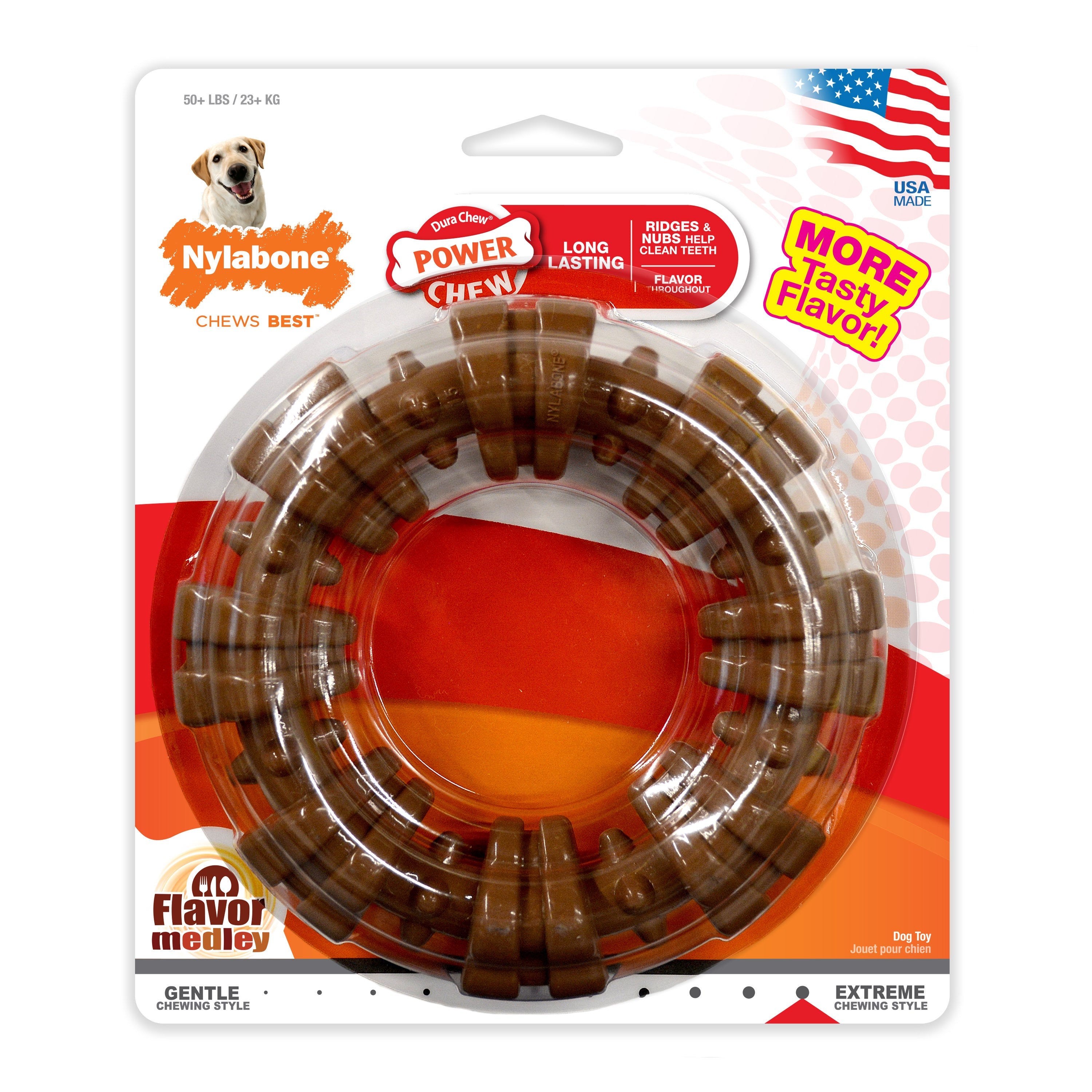 Nylabone Power Chew Textured Dog Ring Toy Flavor Medley, 1ea/XL/Souper  50 Lbs. 1 ct