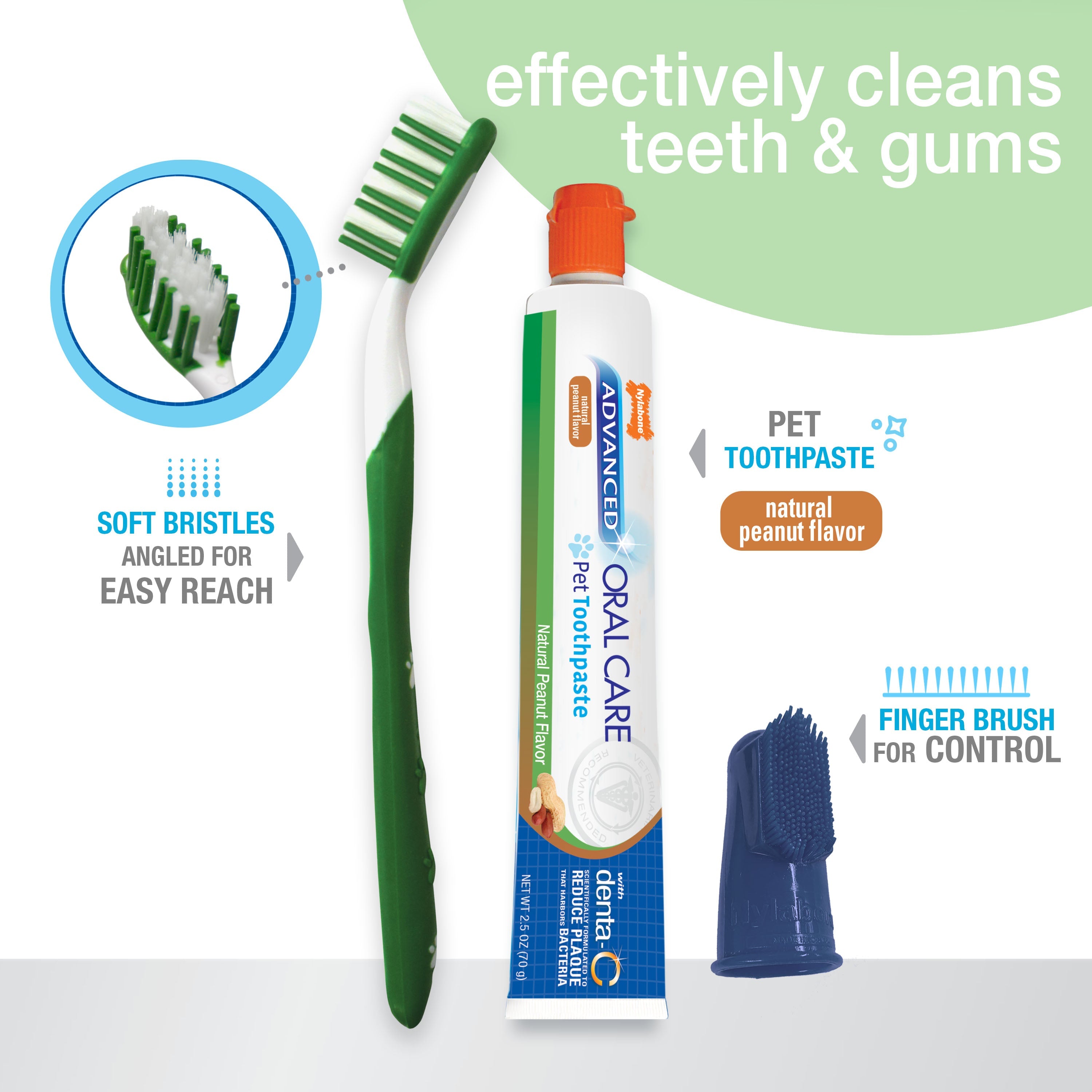 Nylabone Advanced Oral Care Natural Dog Dental Kit Peanut Butter, 1ea/2.5 oz 3 ct