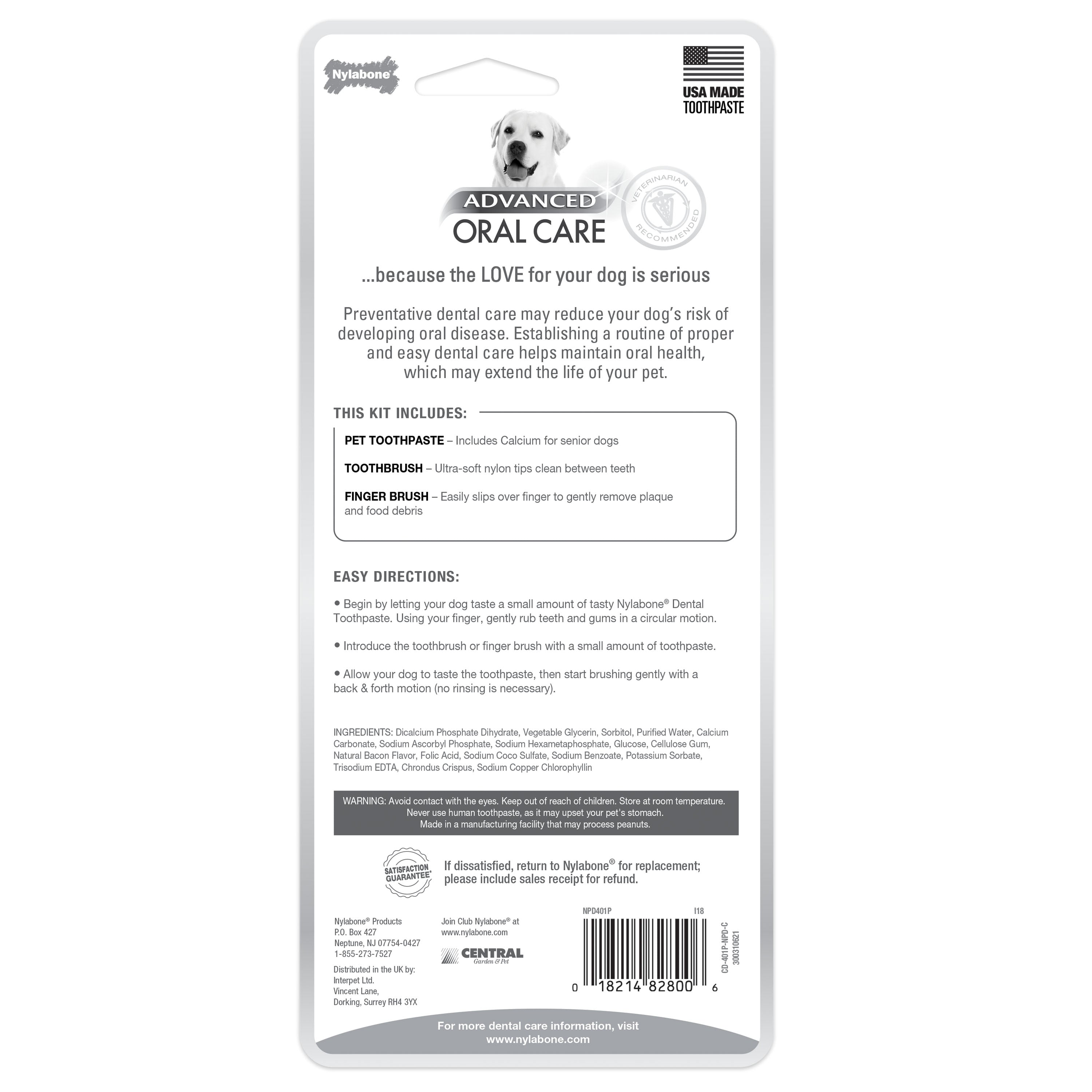 Nylabone Advanced Oral Care Senior Dog Dental Kit Bacon, 1ea/3 ct