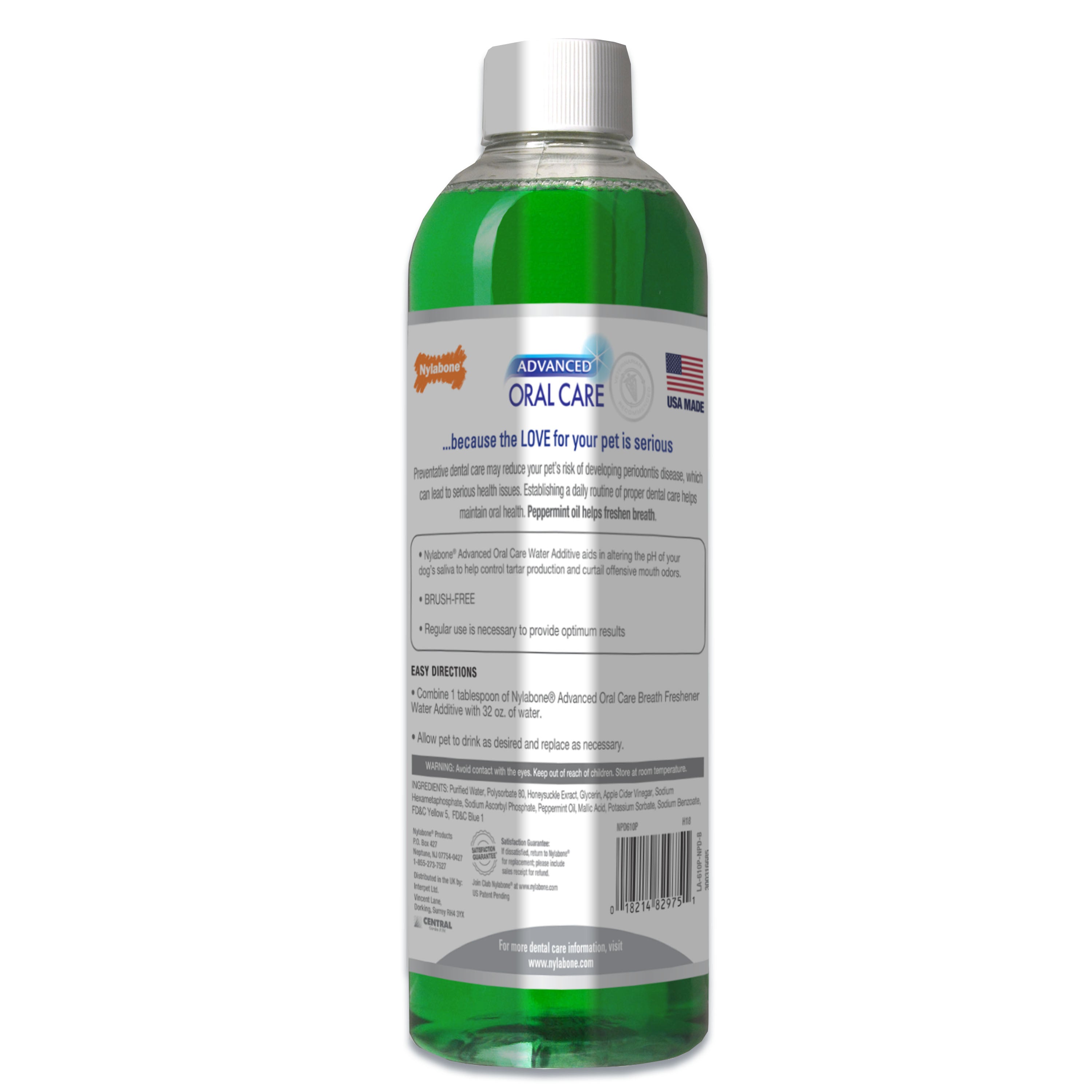 Nylabone Advanced Oral Care Dog  Cat Breath Freshener Peppermint, 1ea/16 oz 1 ct