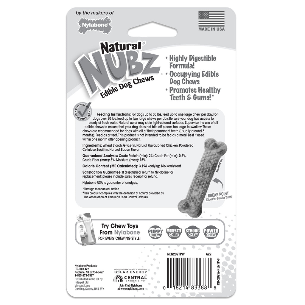 Nylabone Natural Nubz Chicken Dog Treats Chicken, 1ea/Large  30 Lbs. 2 ct