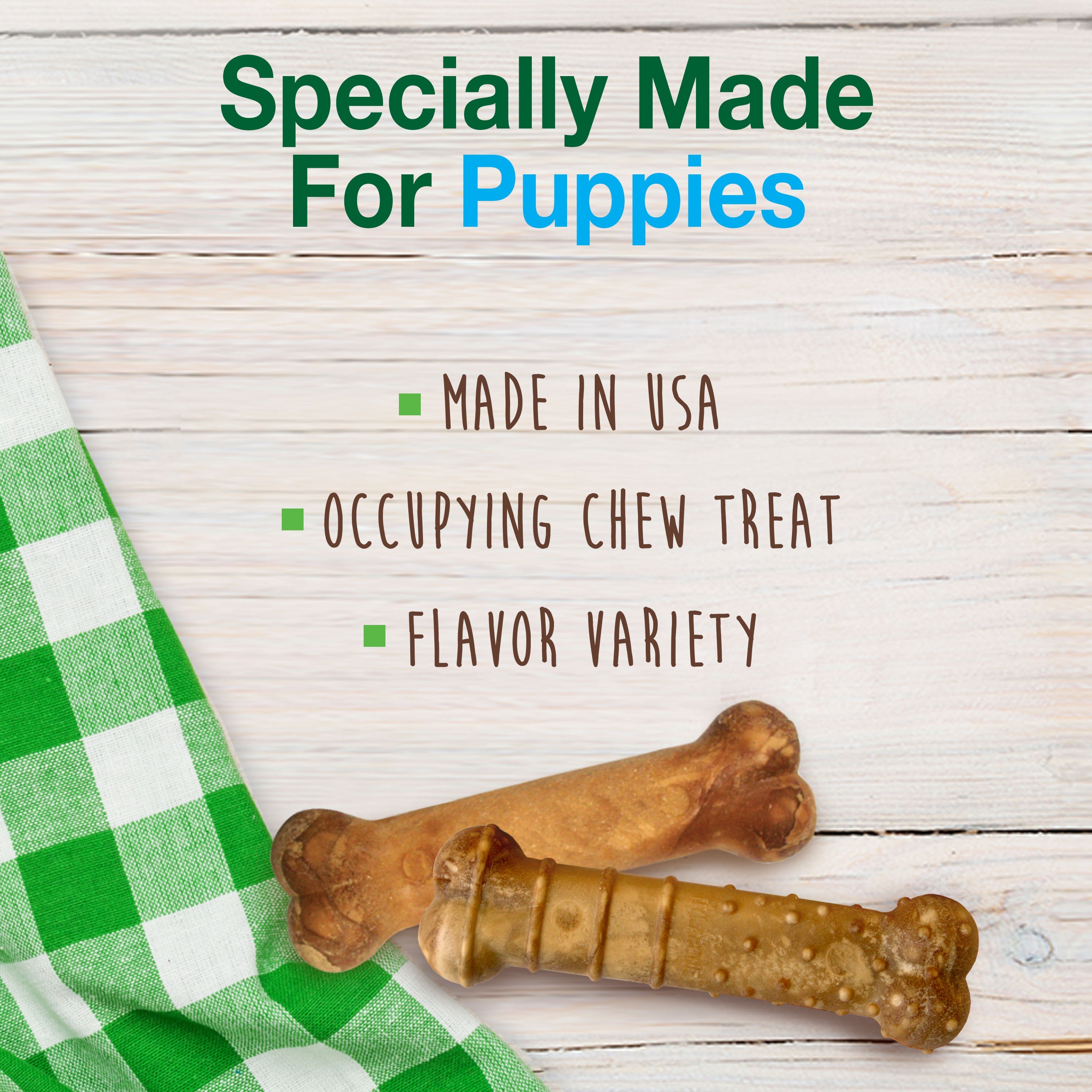 Nylabone Healthy Edibles AllNatural Long Lasting Puppy Chew Treats Roast Beef, Turkey, Apple, Bacon, 1ea/XS/Petite  Up To 15 Lbs. 3 ct