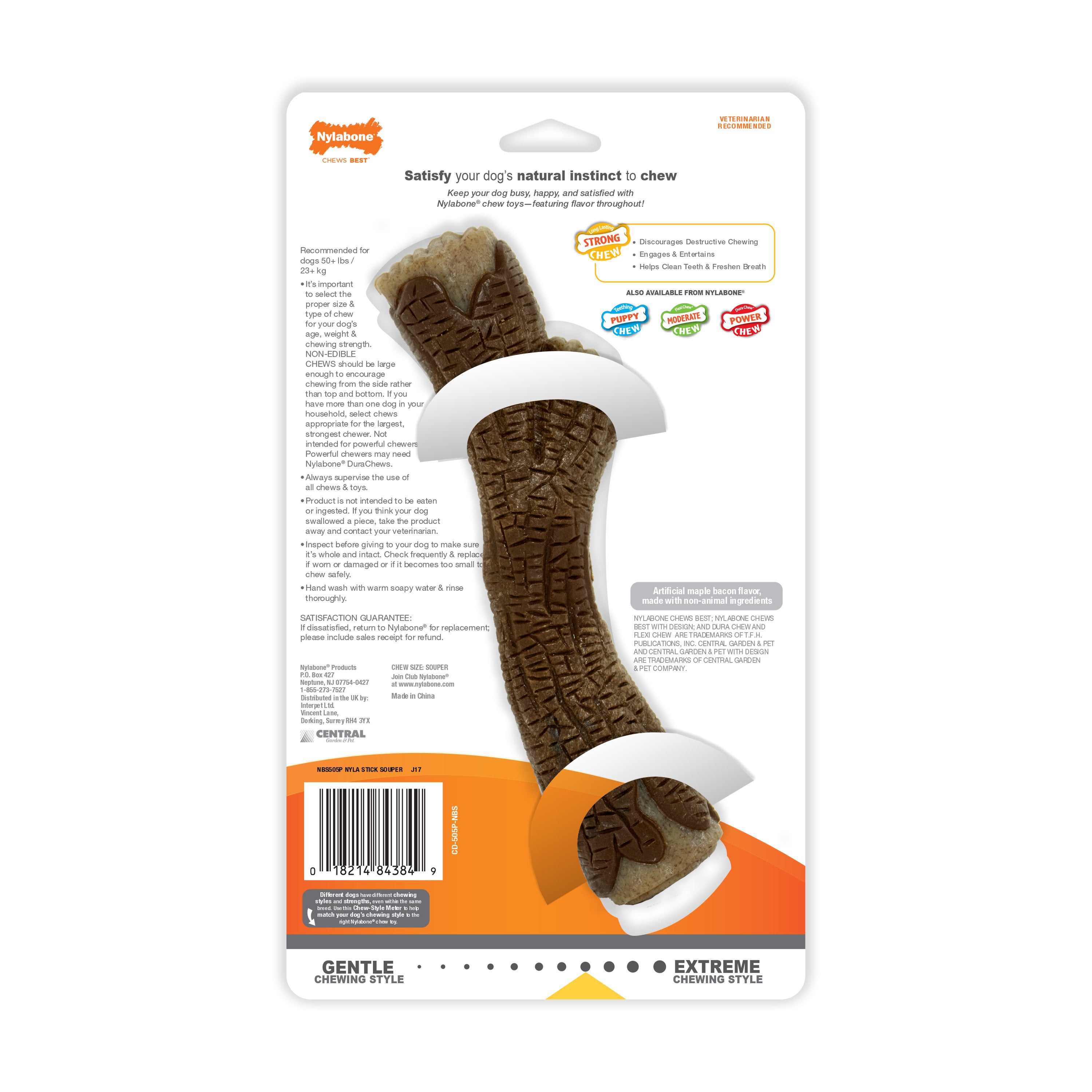 Nylabone Strong Chew Real Wood Dog Stick Toy 1ea/XL/Souper  50 Lbs. 1 ct