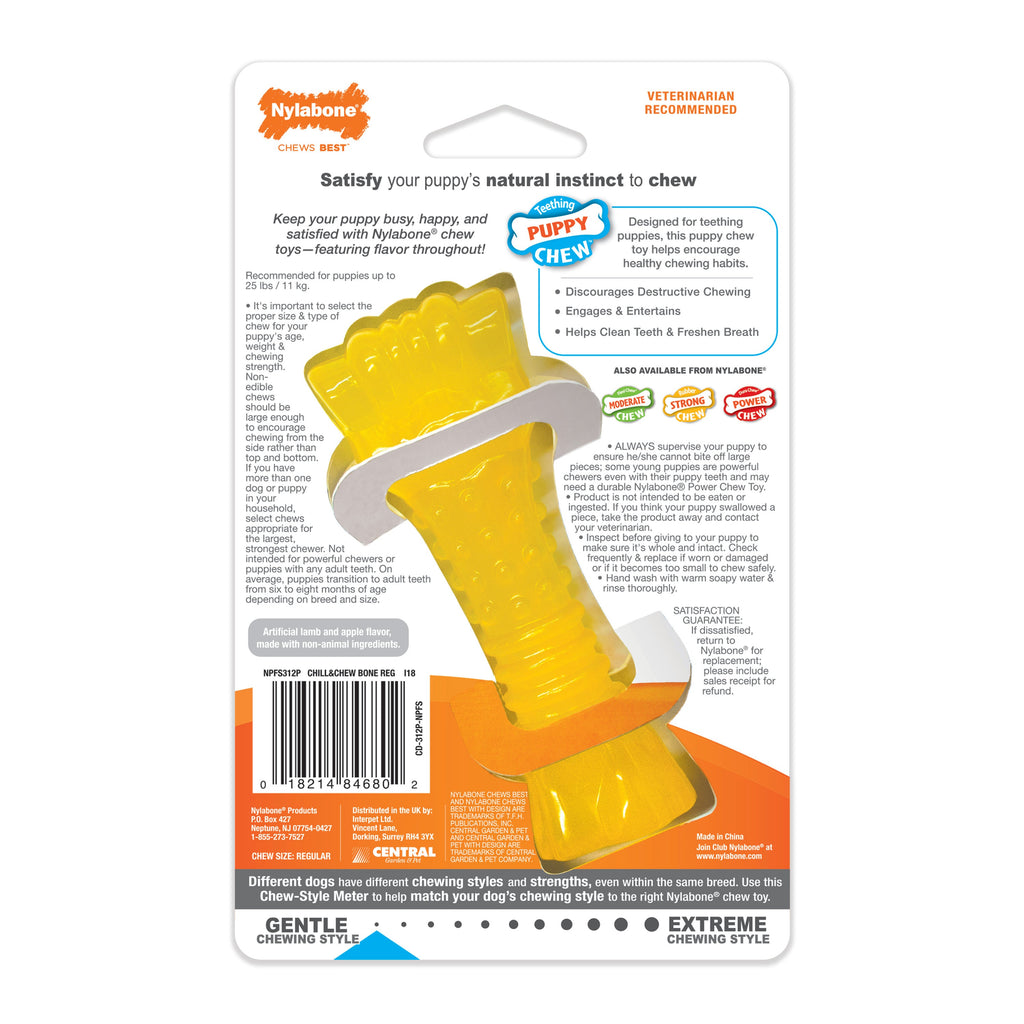 Nylabone Puppy Chew Freezer Dog Bone Lamb  Apple, 1ea/SMall/Regular  Up To 25 Ibs. 1 ct