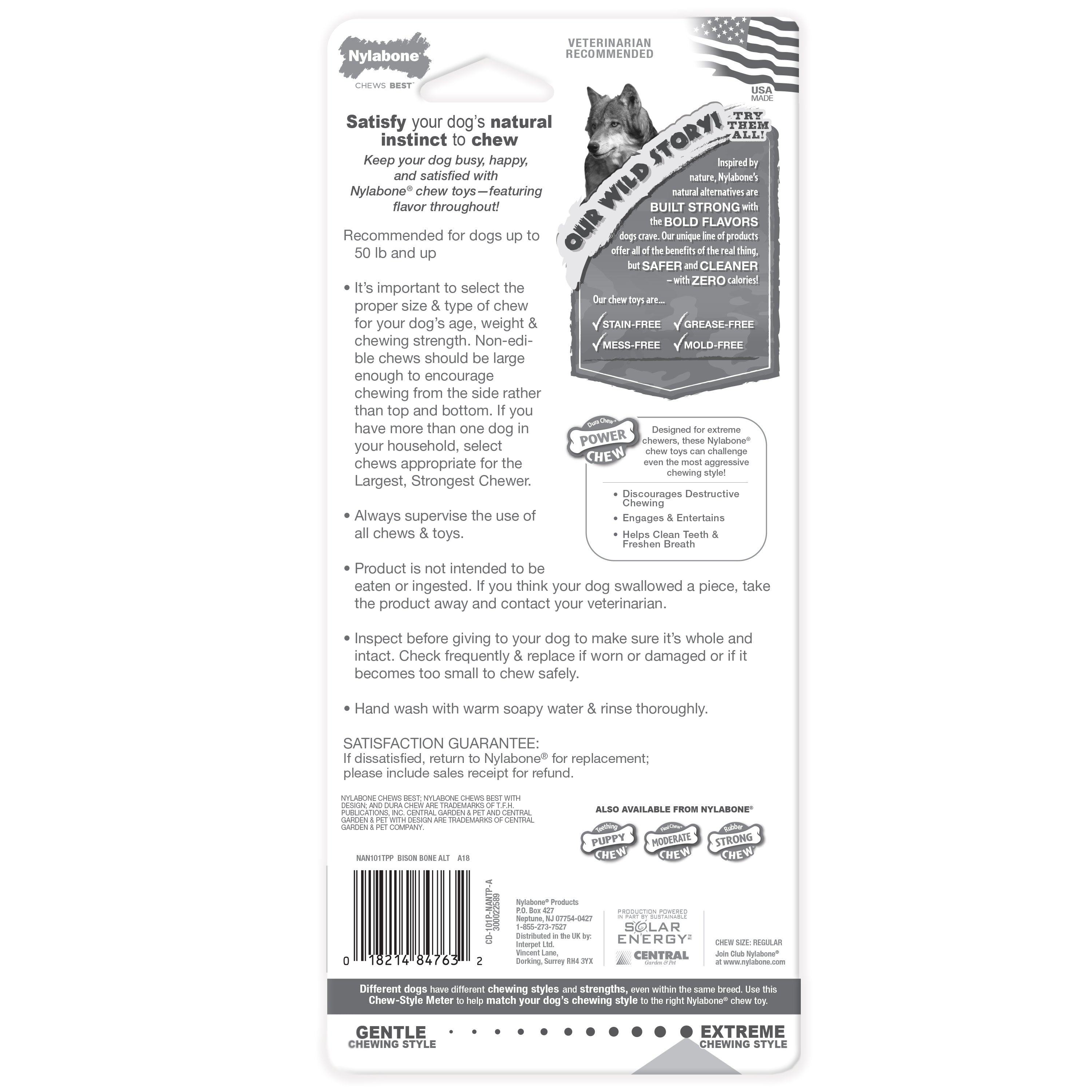 Nylabone Power Chew Bison Bone Alternative Nylon Chew Toy Bison, 1ea/Large/Giant  Up To 50 Lbs. 1 ct