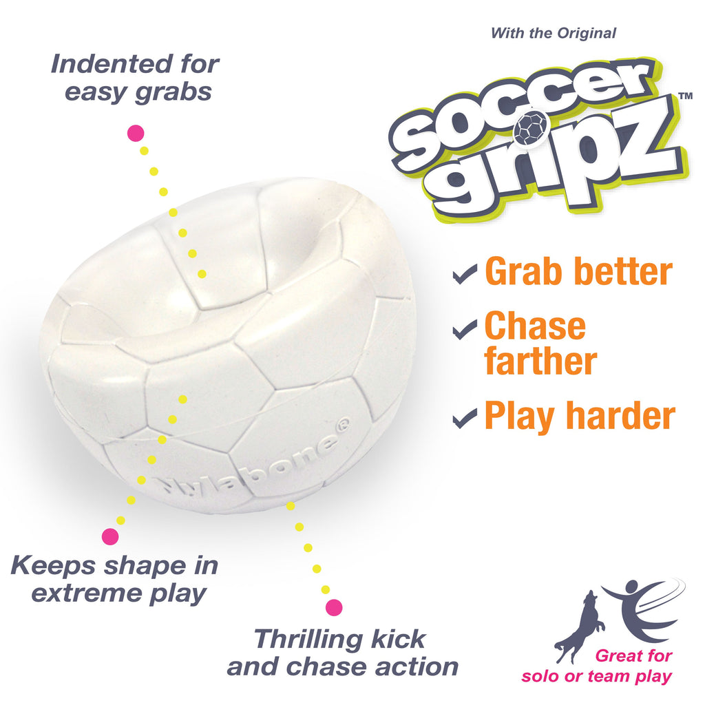 Nylabone Power Play Gripz Dog Soccer Ball Toy 1ea/Medium/Wolf  Up To 35 Lbs. 1 ct
