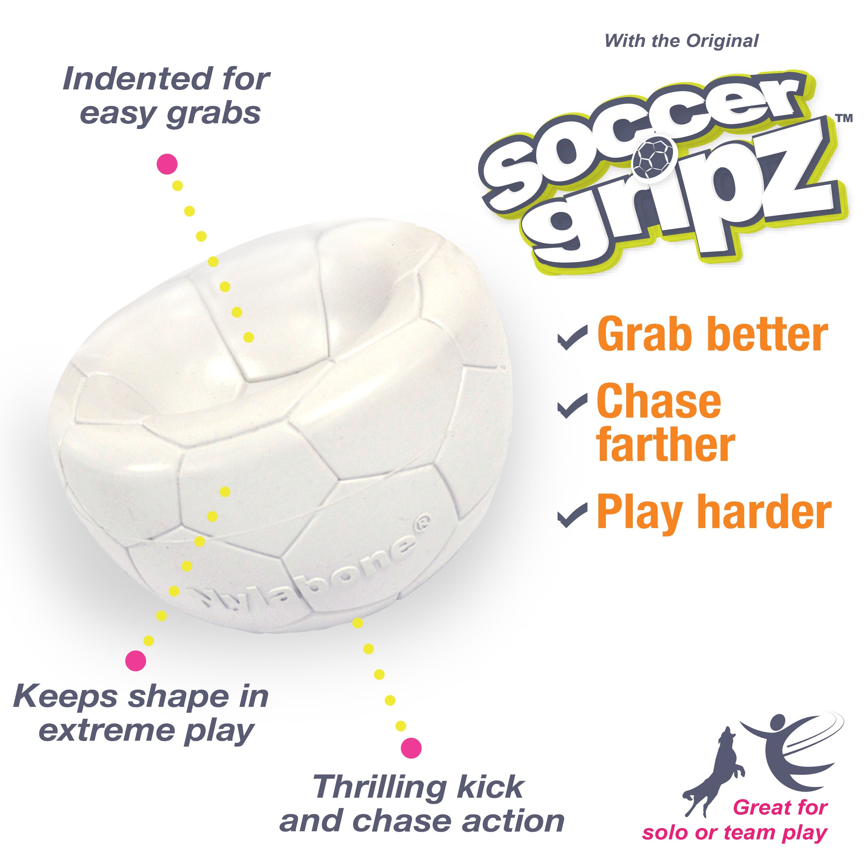 Nylabone Power Play Gripz Dog Soccer Ball Toy 1ea/Medium/Wolf  Up To 35 Lbs. 1 ct