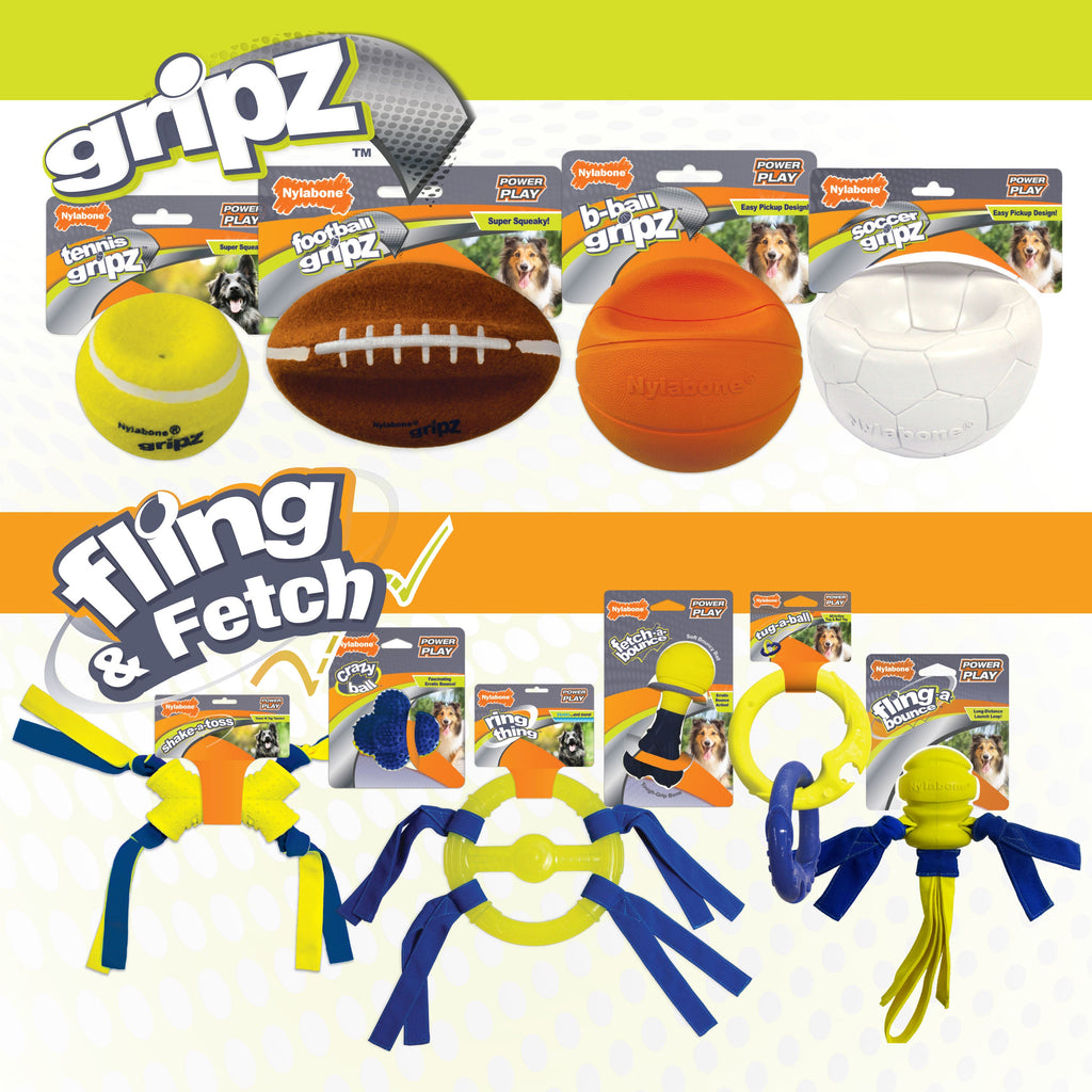 Nylabone Power Play Gripz Dog Soccer Ball Toy 1ea/Medium/Wolf  Up To 35 Lbs. 1 ct