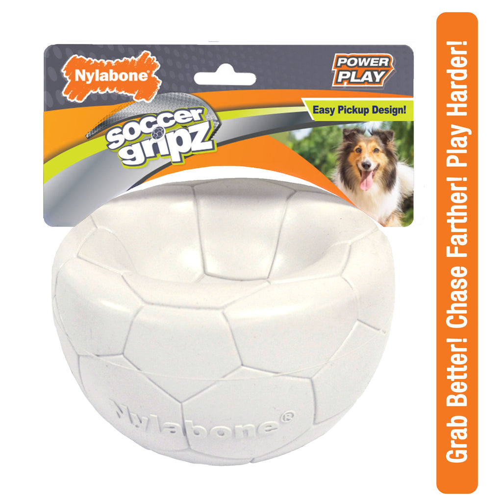 Nylabone Power Play Gripz Dog Soccer Ball Toy 1ea/Medium/Wolf  Up To 35 Lbs. 1 ct