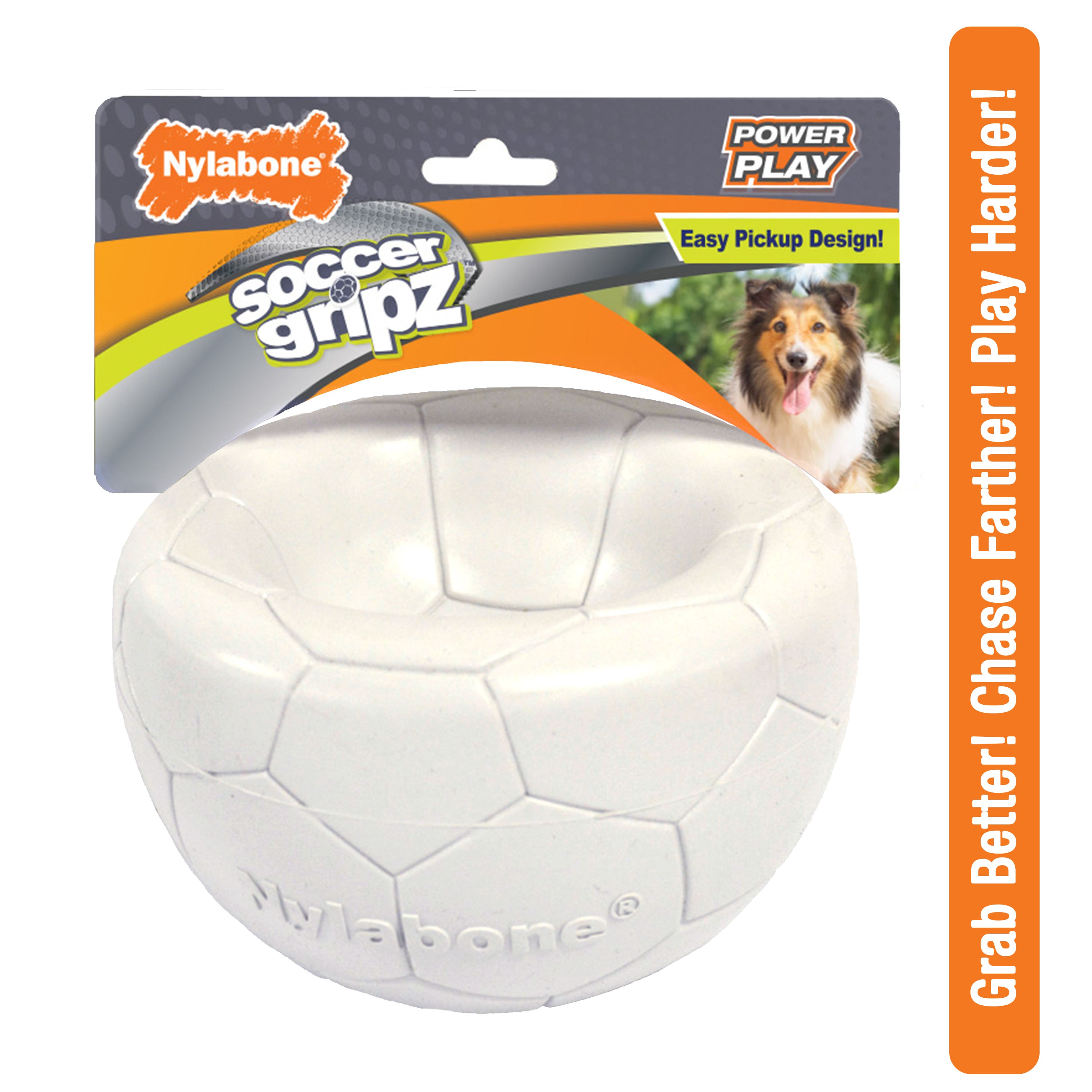 Nylabone Power Play Gripz Dog Soccer Ball Toy 1ea/Medium/Wolf  Up To 35 Lbs. 1 ct