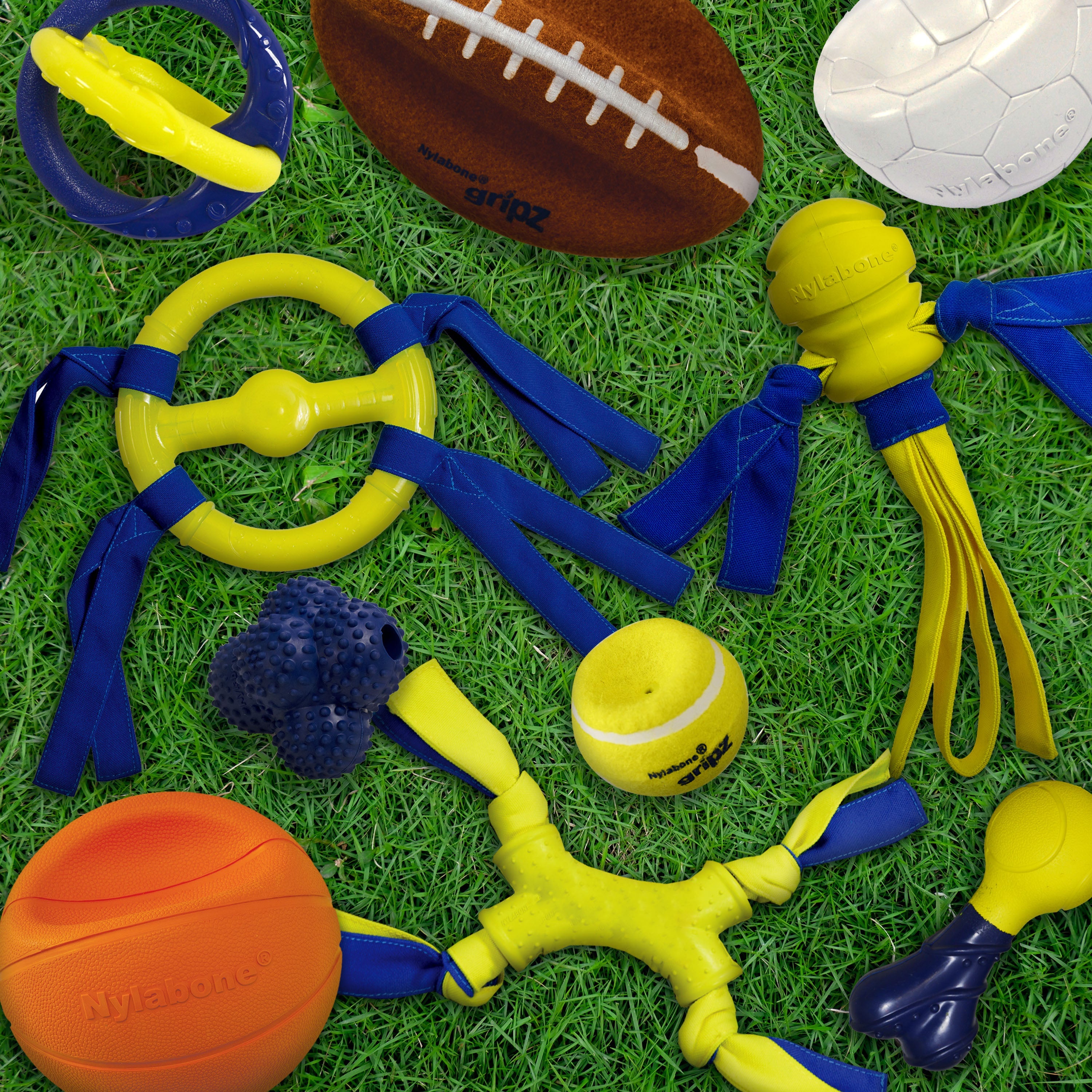 Nylabone Power Play Gripz Dog Soccer Ball Toy 1ea/Medium/Wolf  Up To 35 Lbs. 1 ct
