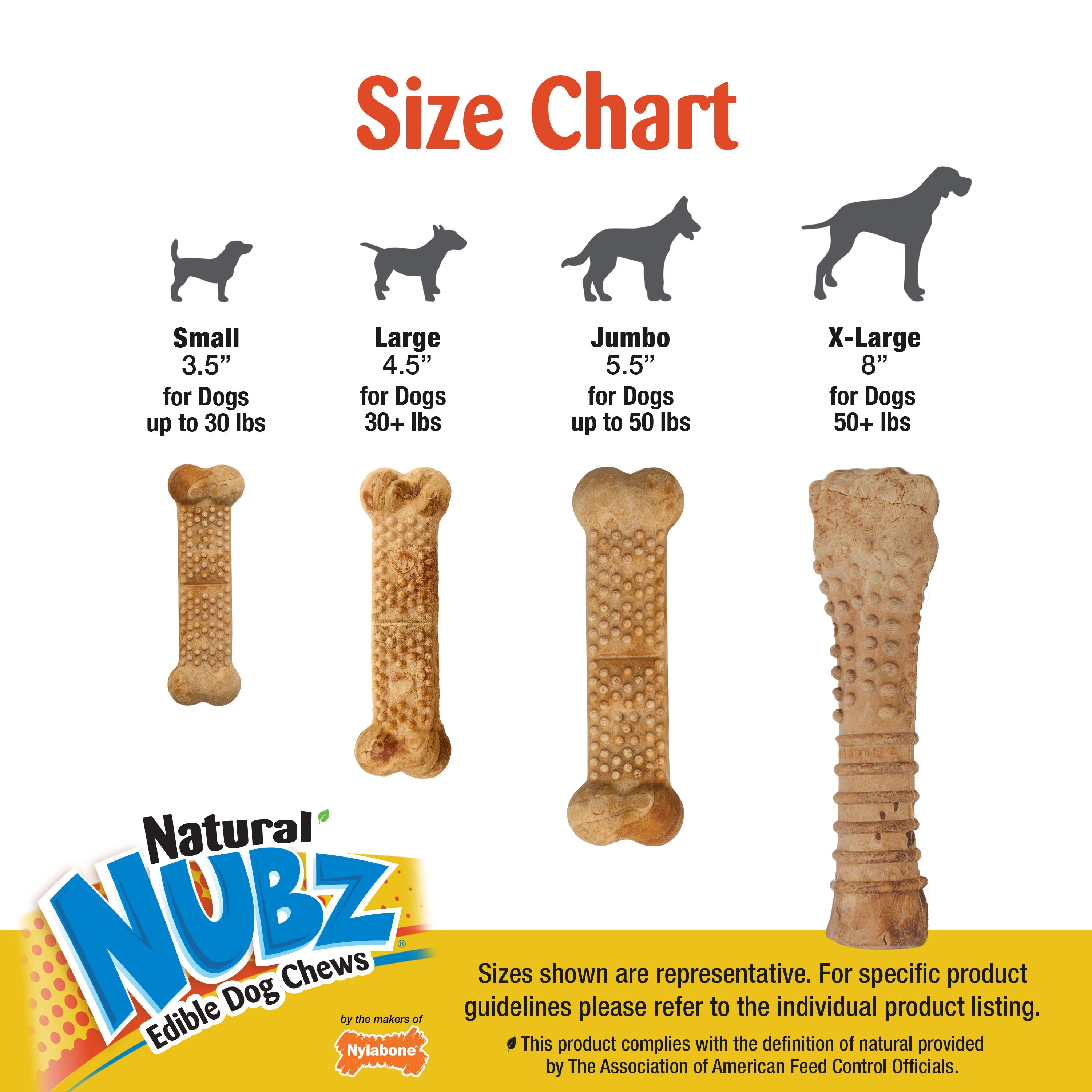 Nylabone Natural Nubz Dog Treats, AllergenFree Peanut Butter Peanut Butter, 1ea/Large  30 Lbs. 15 ct