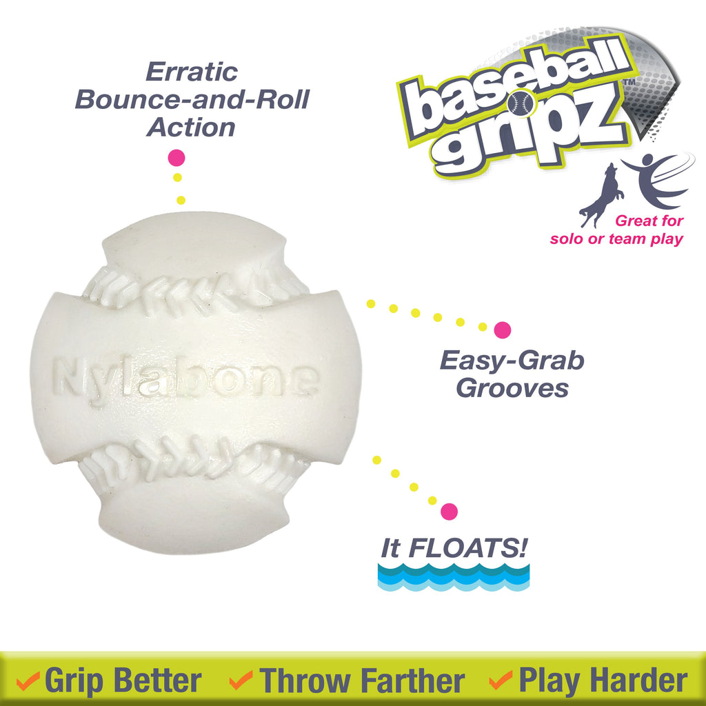 Nylabone Power Play Dog Baseball Gripz Medium/Wolf - Up To 35 Lbs. (1 ct)