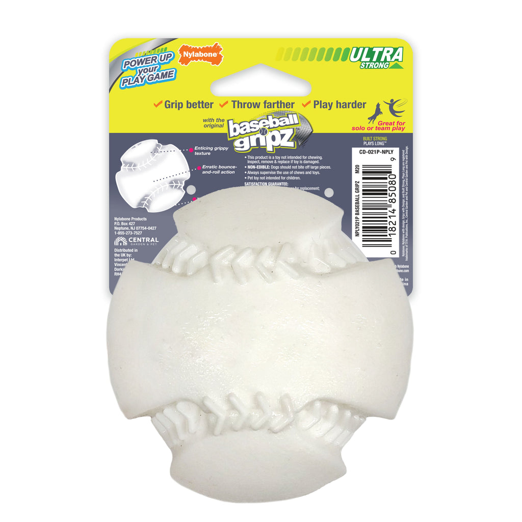 Nylabone Power Play Dog Baseball Gripz Medium/Wolf - Up To 35 Lbs. (1 ct)