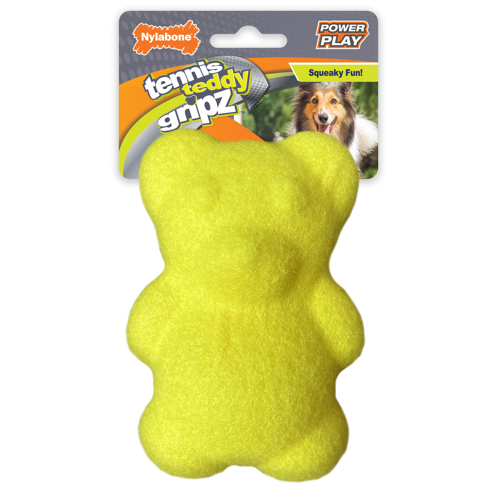 Nylabone Power Play Tennis Teddy Gripz Bear Dog Toy Medium/Wolf - Up To 35 Lbs. (1 ct)