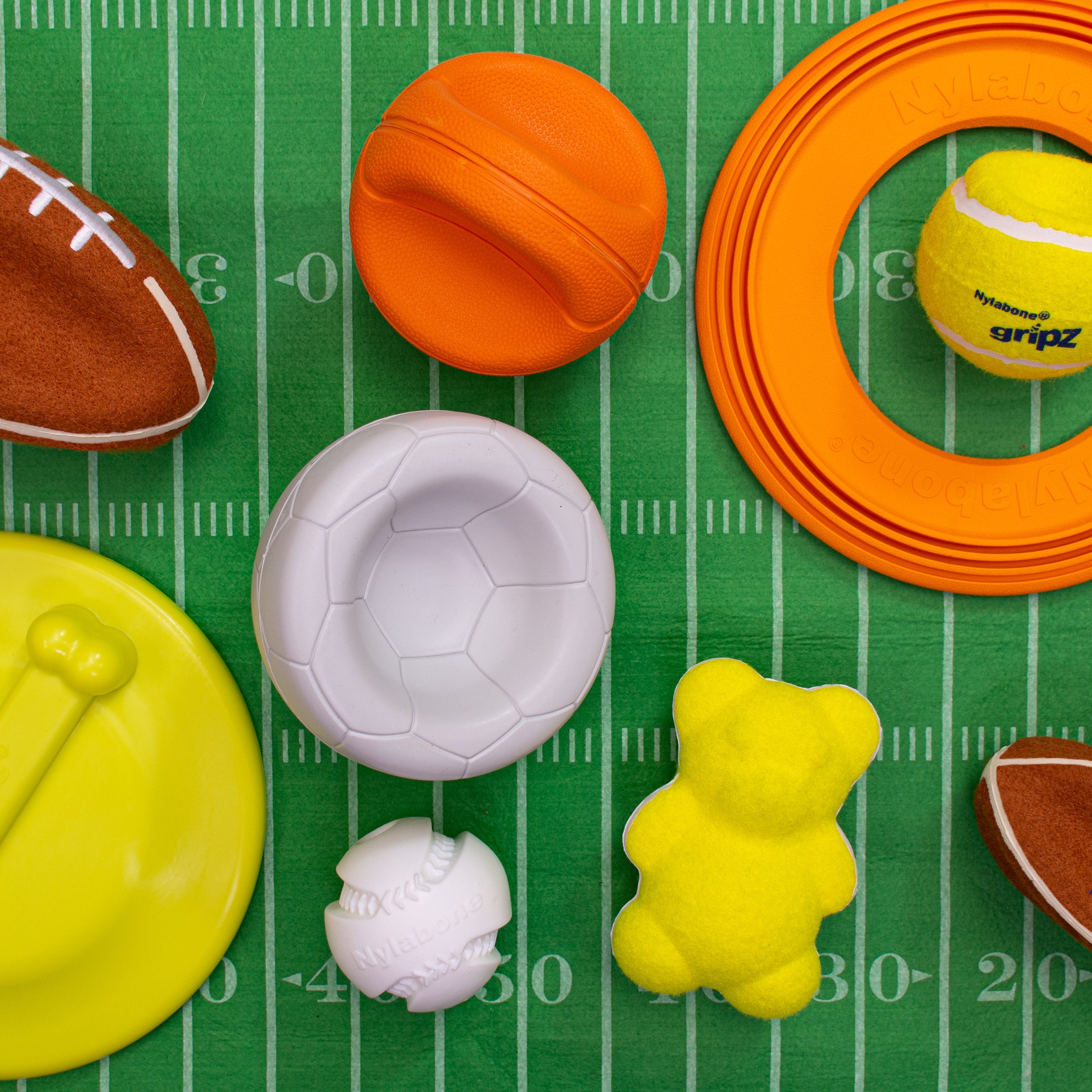 Nylabone Power Play Tennis Teddy Gripz Bear Dog Toy Medium/Wolf - Up To 35 Lbs. (1 ct)