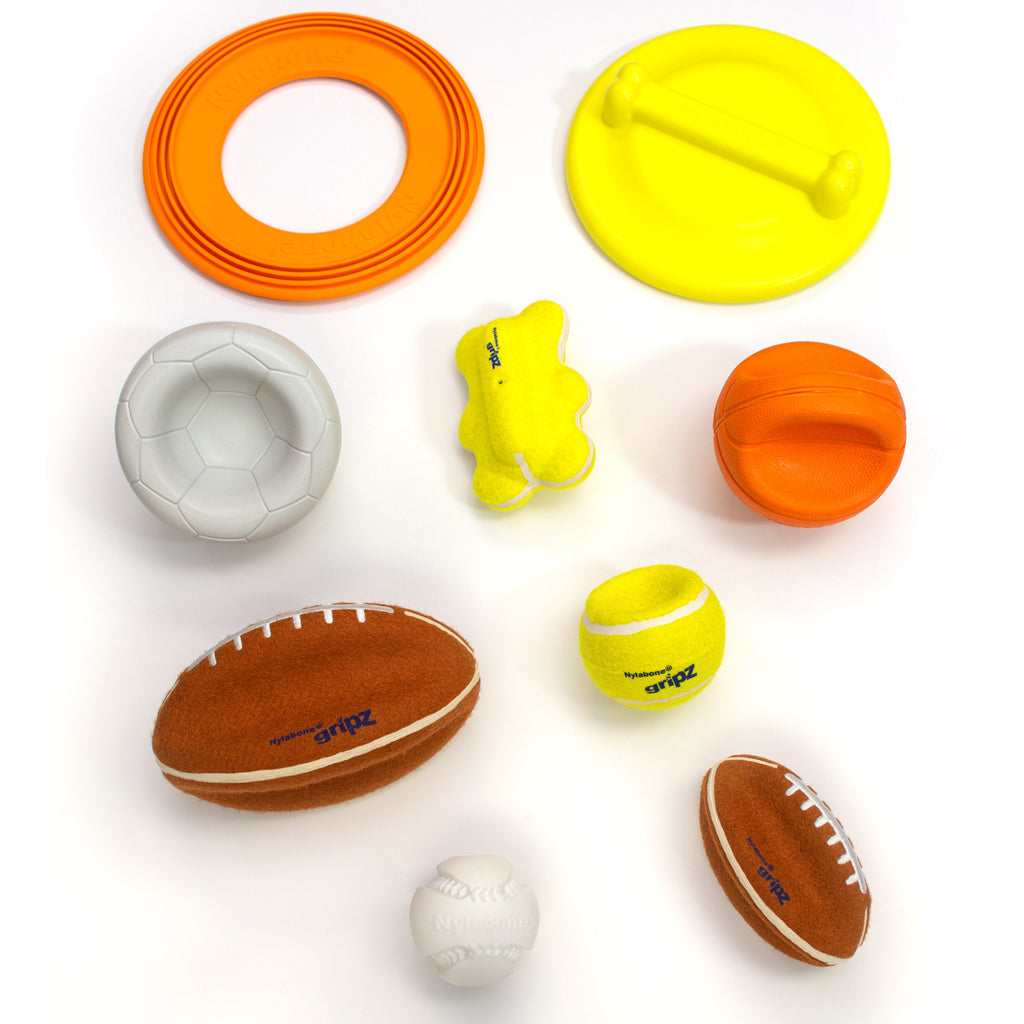 Nylabone Power Play Tennis Teddy Gripz Bear Dog Toy Medium/Wolf - Up To 35 Lbs. (1 ct)
