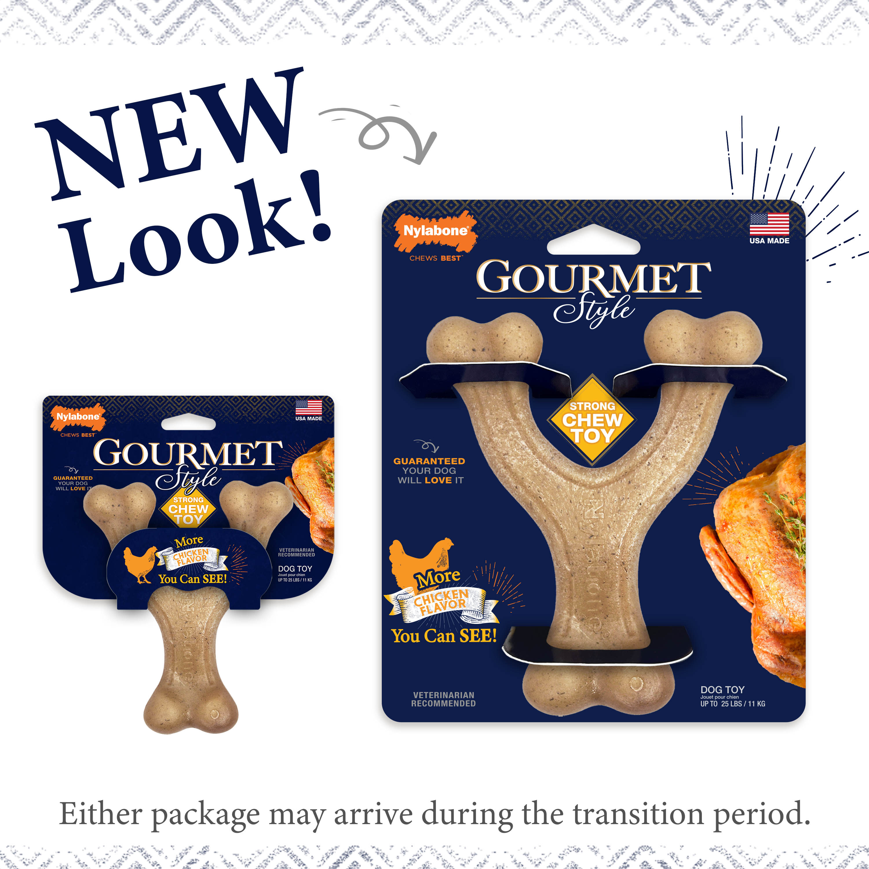 Nylabone Gourmet Style Strong Chew Wishbone Dog Chew Toy Chicken, 1ea/SMall/Regular  Up To 25 Ibs. 1 ct
