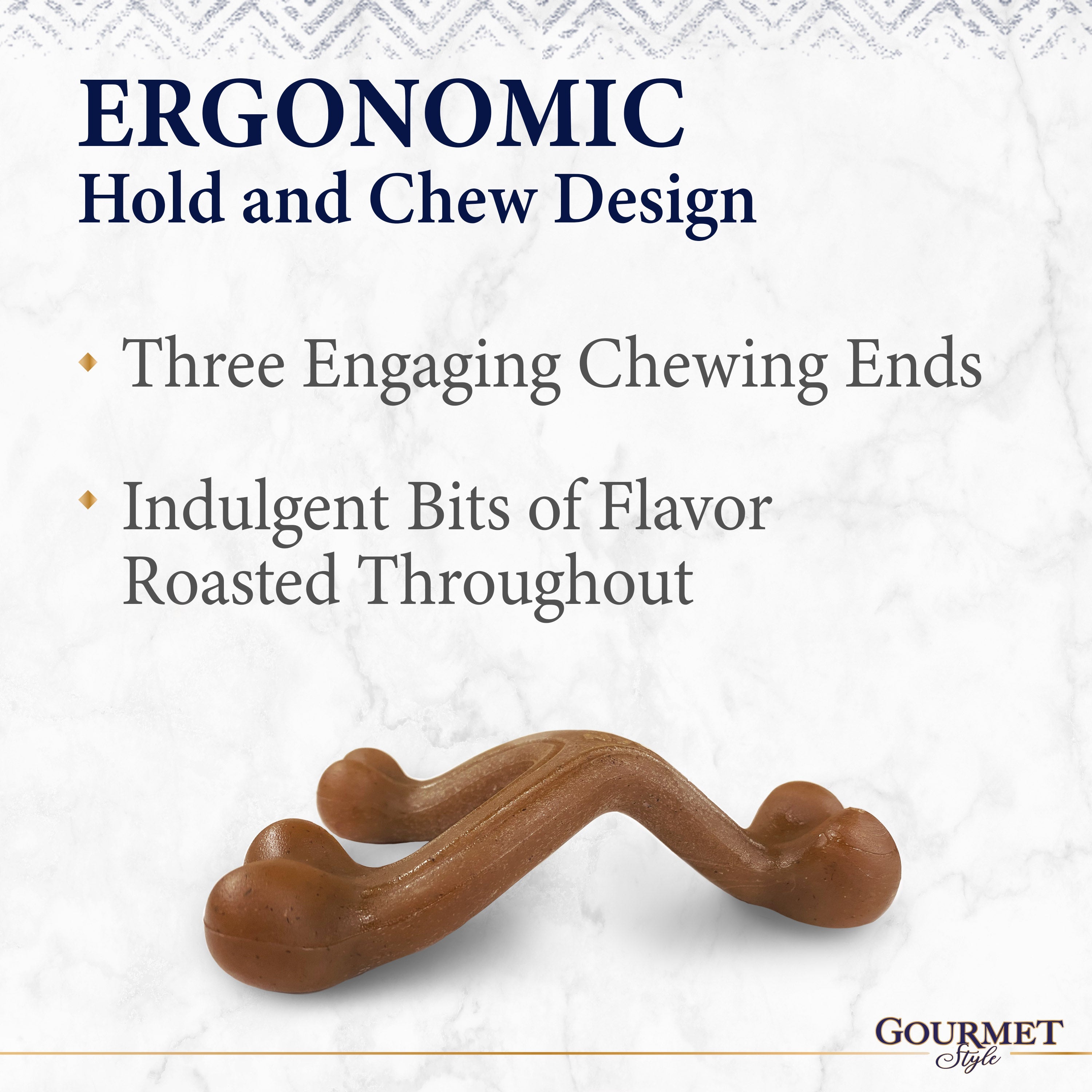 Nylabone Gourmet Style Strong Chew Wishbone Dog Chew Toy Bacon, 1ea/SMall/Regular  Up To 25 Ibs. 1 ct