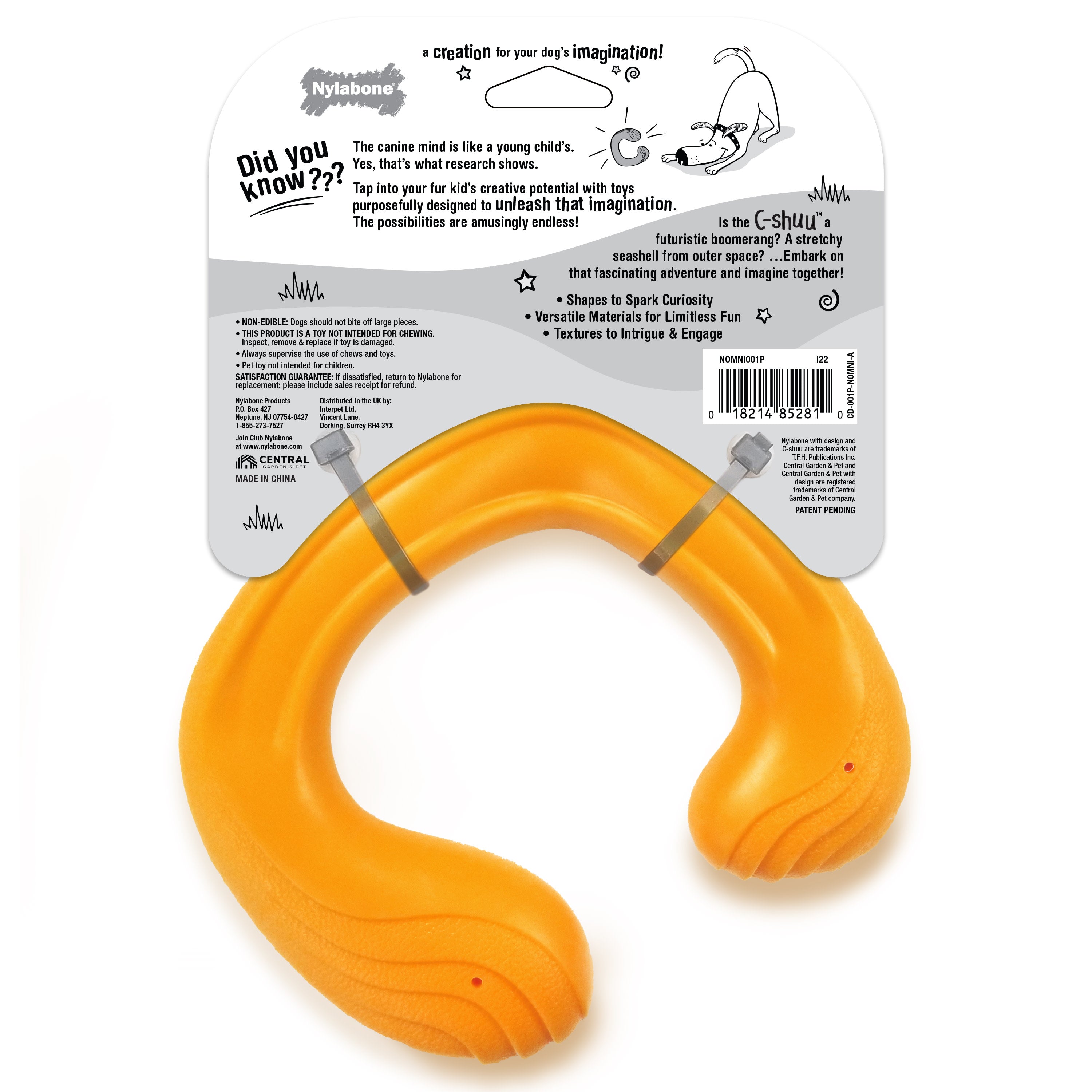 Nylabone Creative Play C-Shuu Dog Chase Toy Orange Large/Giant - Up To 50 Lbs. (1 ct)