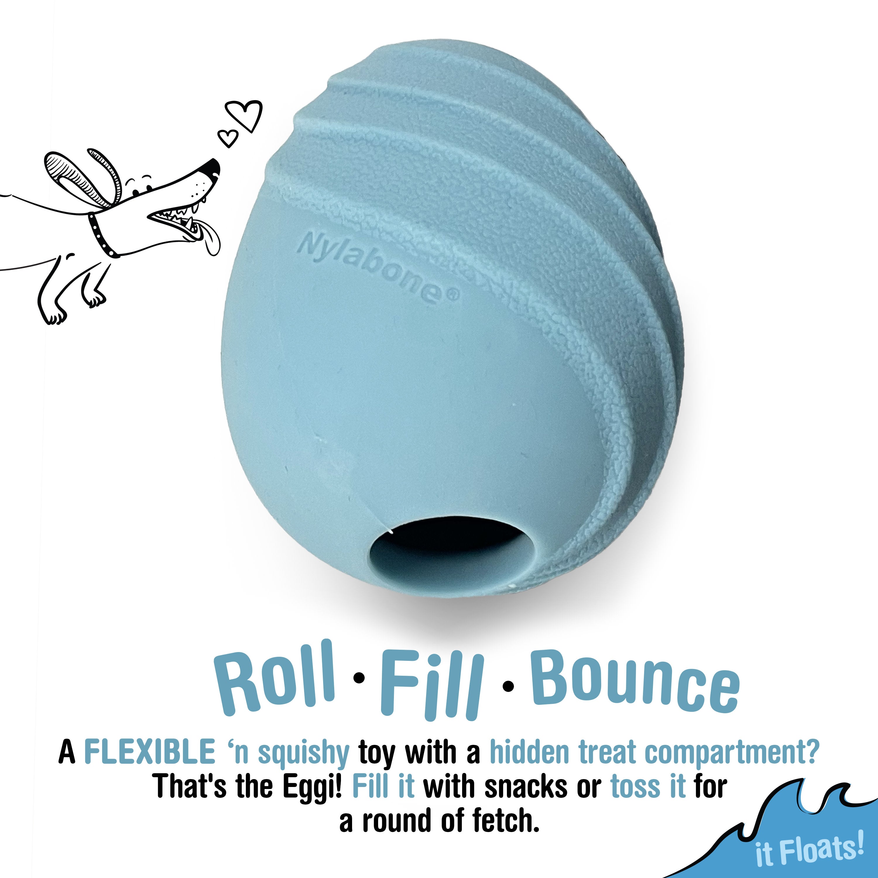 Nylabone Creative Play Eggi Dog Treat Toy Blue, 1ea/Large/Giant  Up To 50 Lbs. 1 ct
