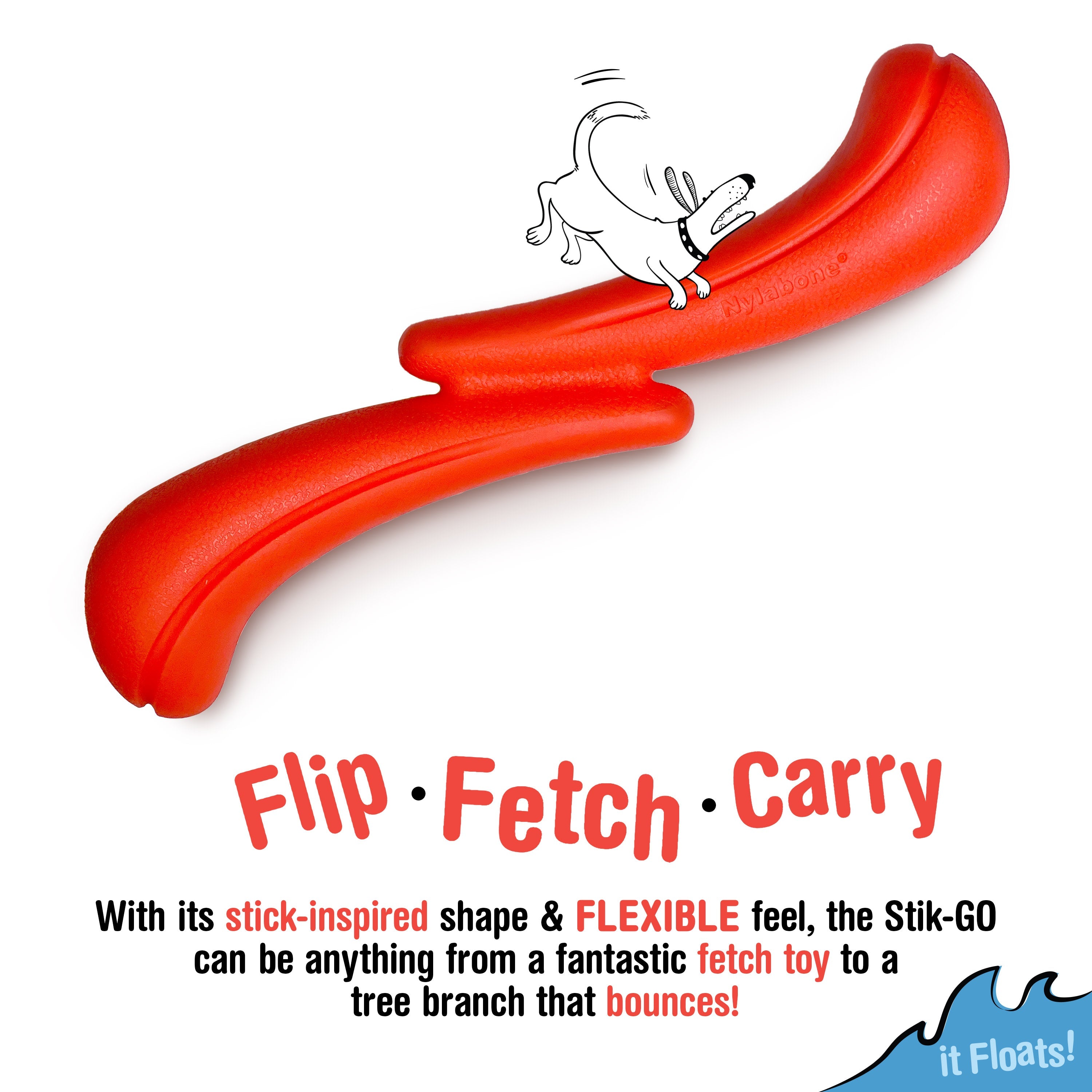 Nylabone Creative Play Stik-GO Dog Fetch Toy Red Large/Giant - Up To 50 Lbs. (1 ct)