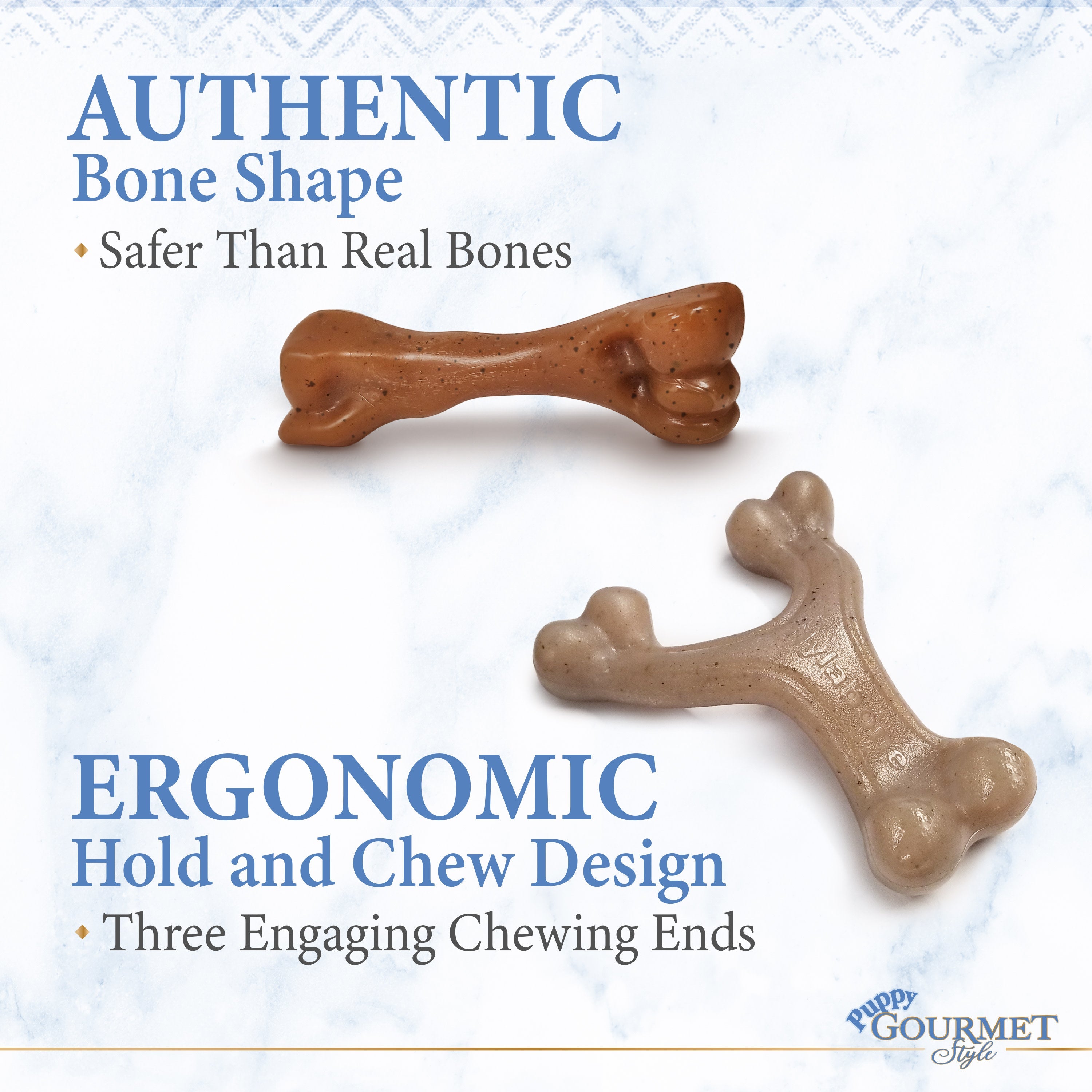 Nylabone Gourmet Style Puppy Chew Toy Twin Pack Peanut Butter  Bacon, 1ea/SMall/Regular  Up To 25 Ibs. 2 ct