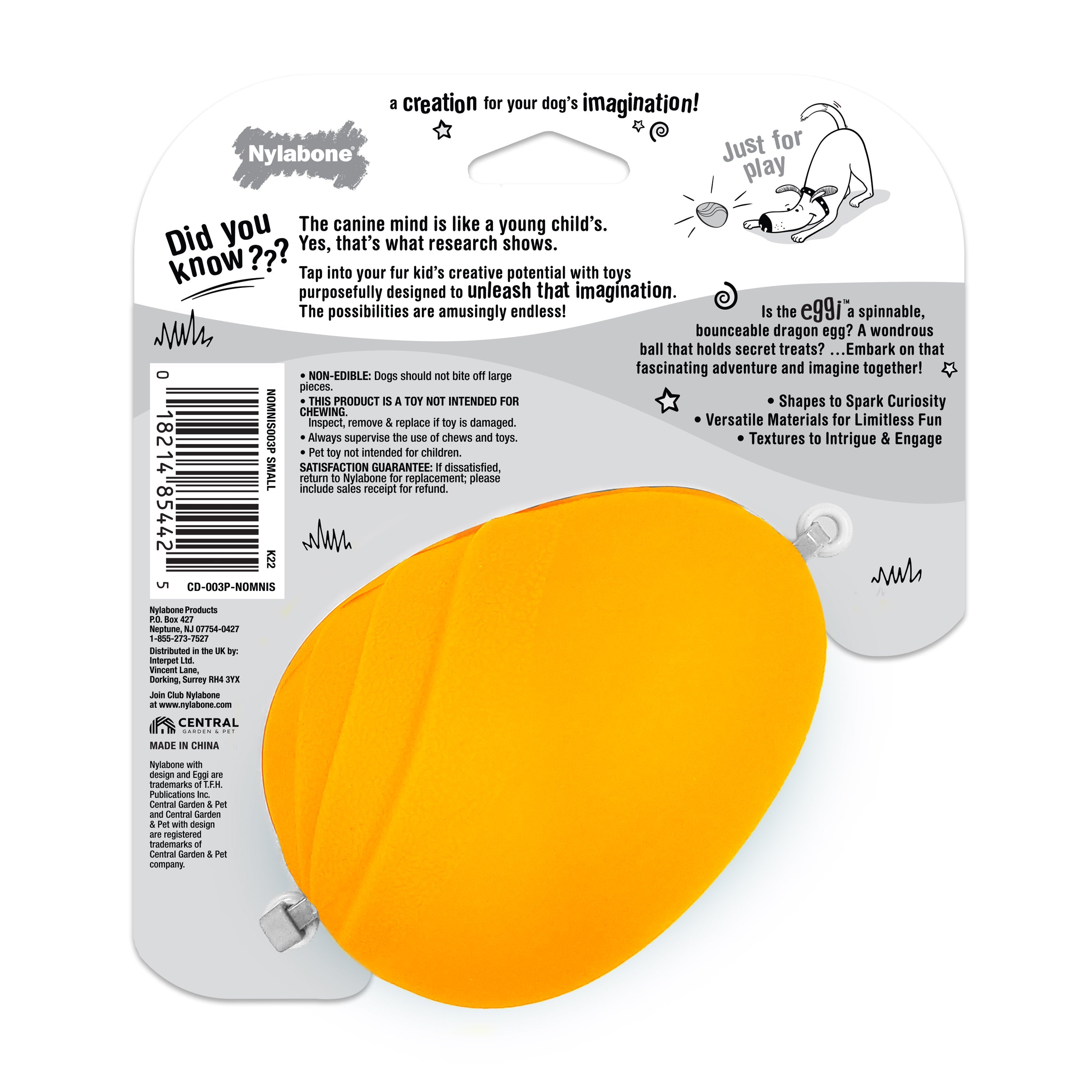 Nylabone Creative Play Eggi Dog Treat Toy Orange Small/Regular - Up To 25 Ibs. (1 ct)
