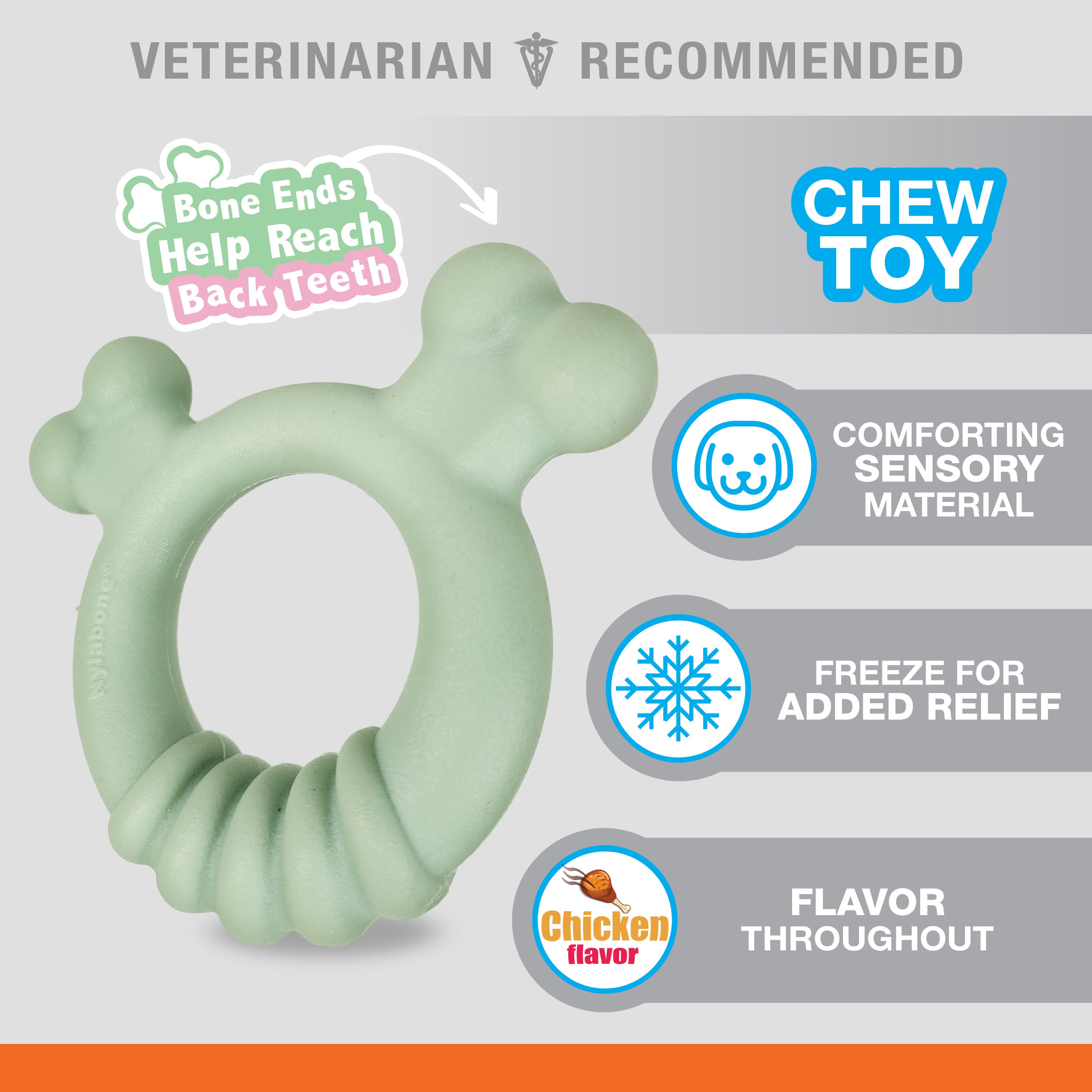 Nylabone Sensory Material Puppy Teething Ring Chicken, 1ea/SMall/Regular  Up To 25 Ibs. 1 ct