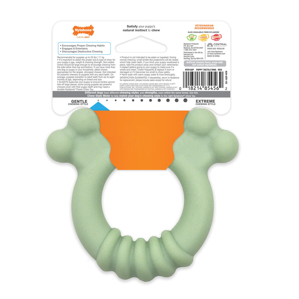 Nylabone Sensory Material Puppy Teething Ring Chicken, 1ea/SMall/Regular  Up To 25 Ibs. 1 ct