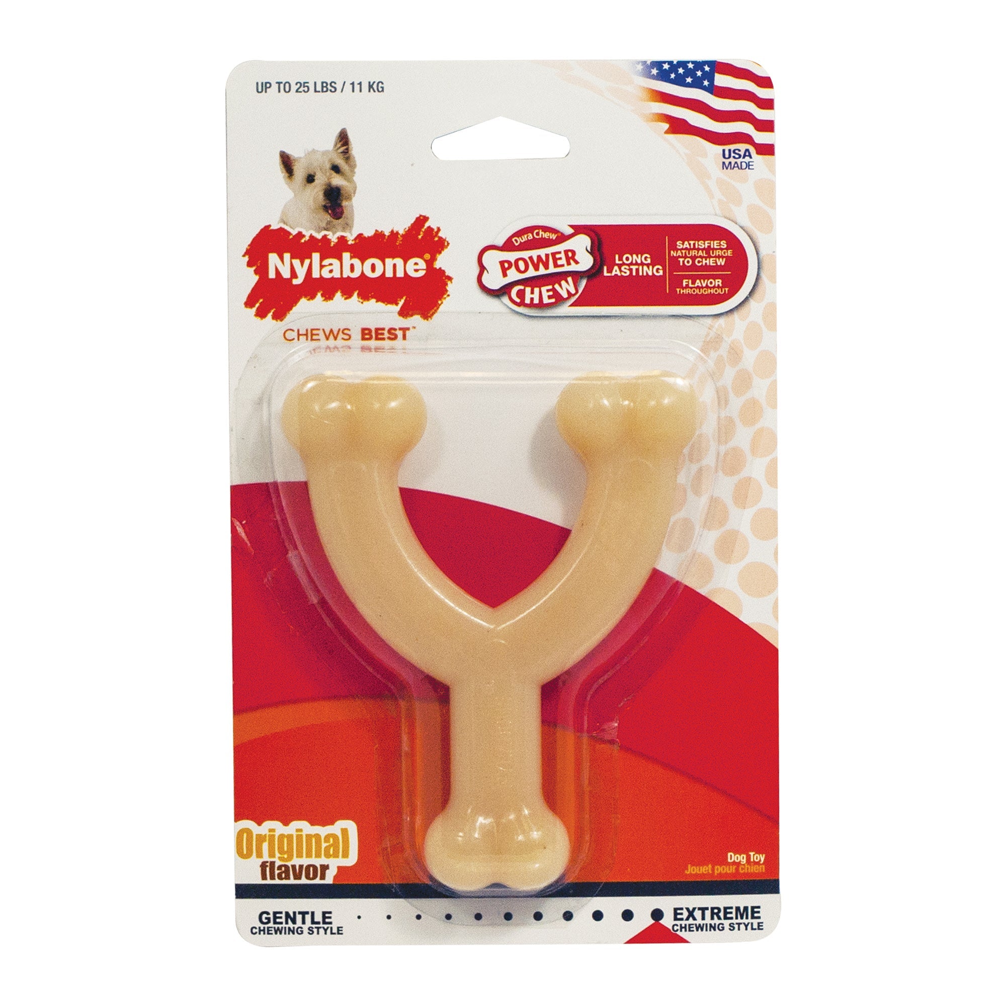 Nylabone Power Chew Original Wishbone Dog Toy Adult Dog Original, Original, 1ea/SMall/Regular  Up To 25 Ibs. 1 ct