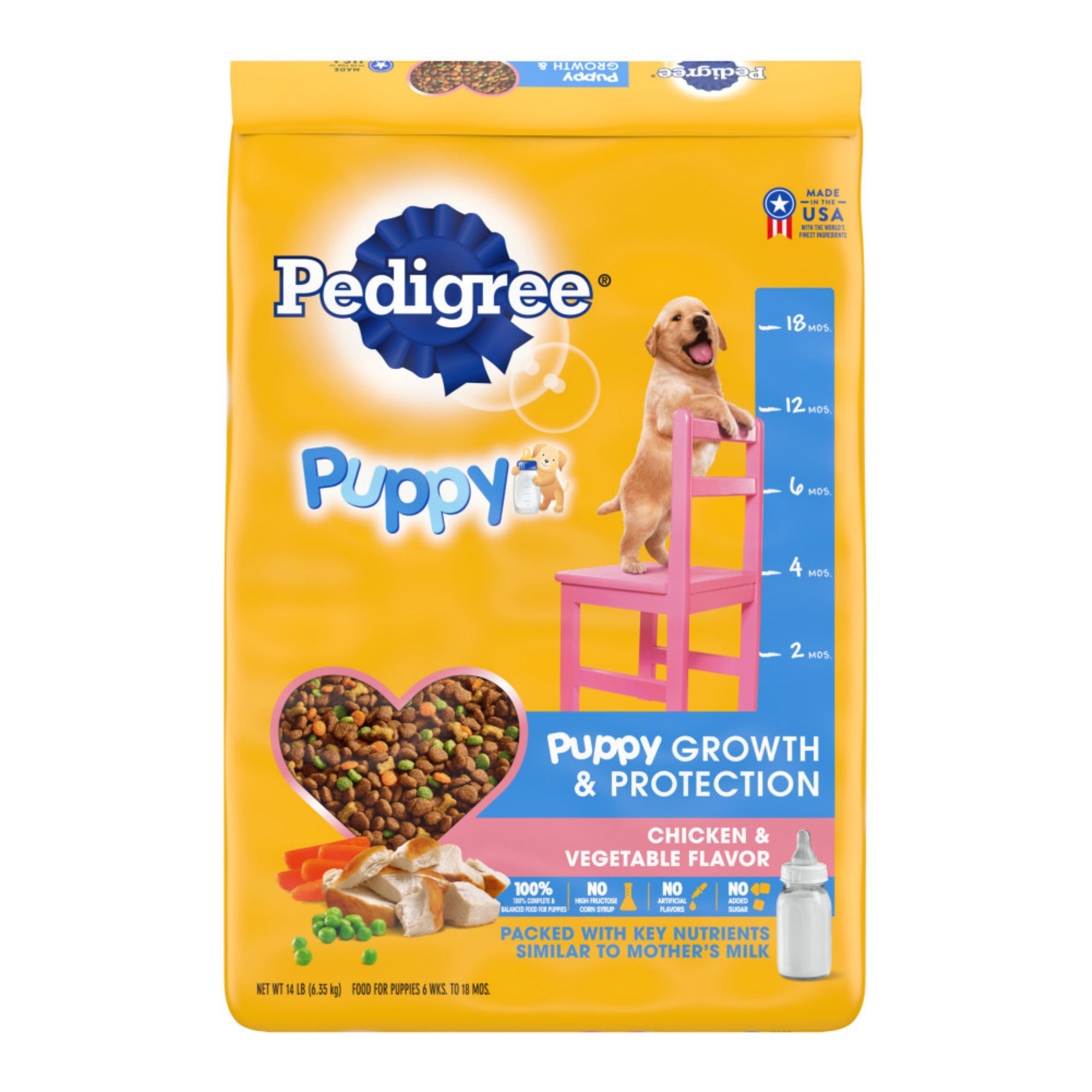 Pedigree Puppy Growth & Protection Dry Dog Food Chicken & Vegetable 14lbs
