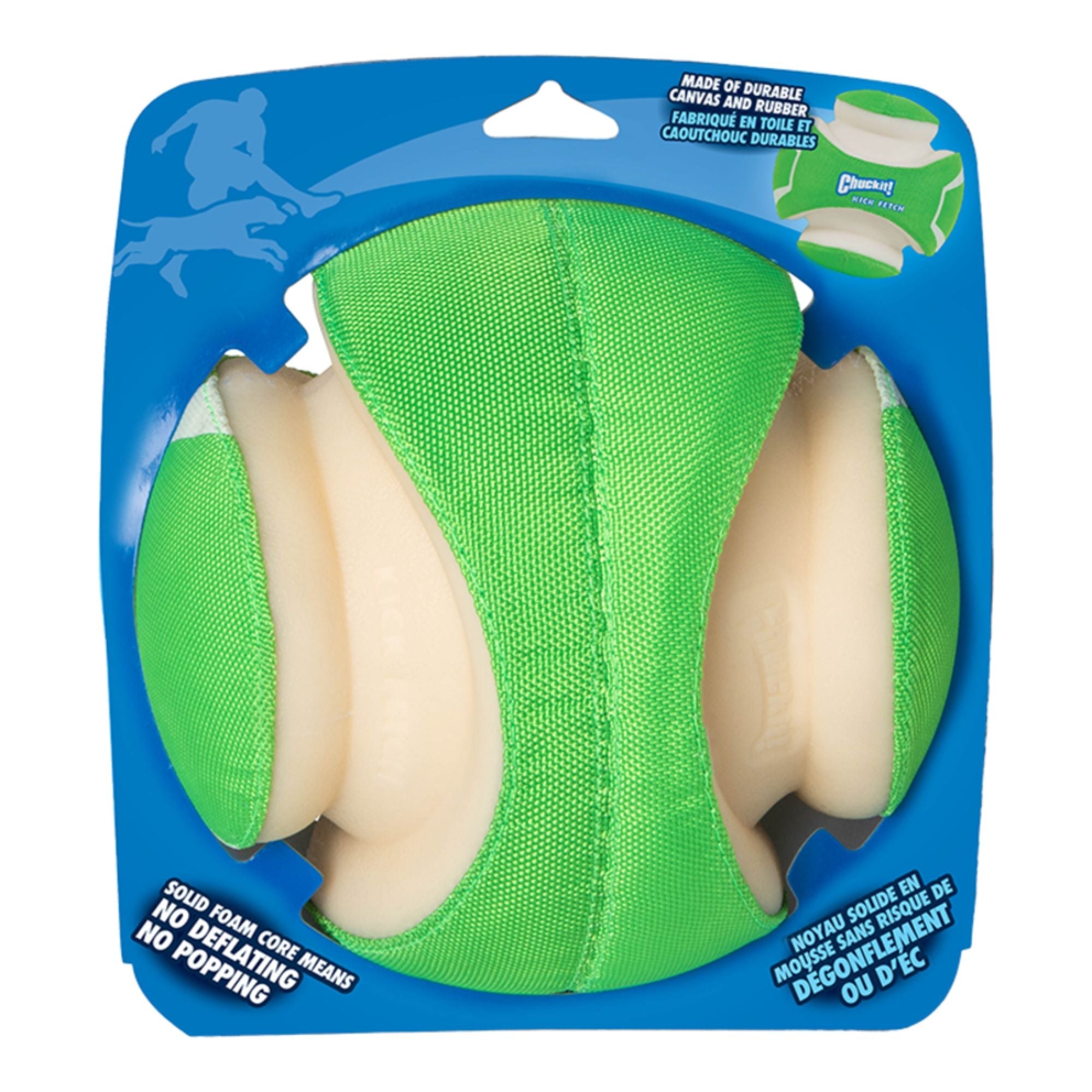 Chuckit! Kick Fetch Dog Toy Max Glow Green/White LG
