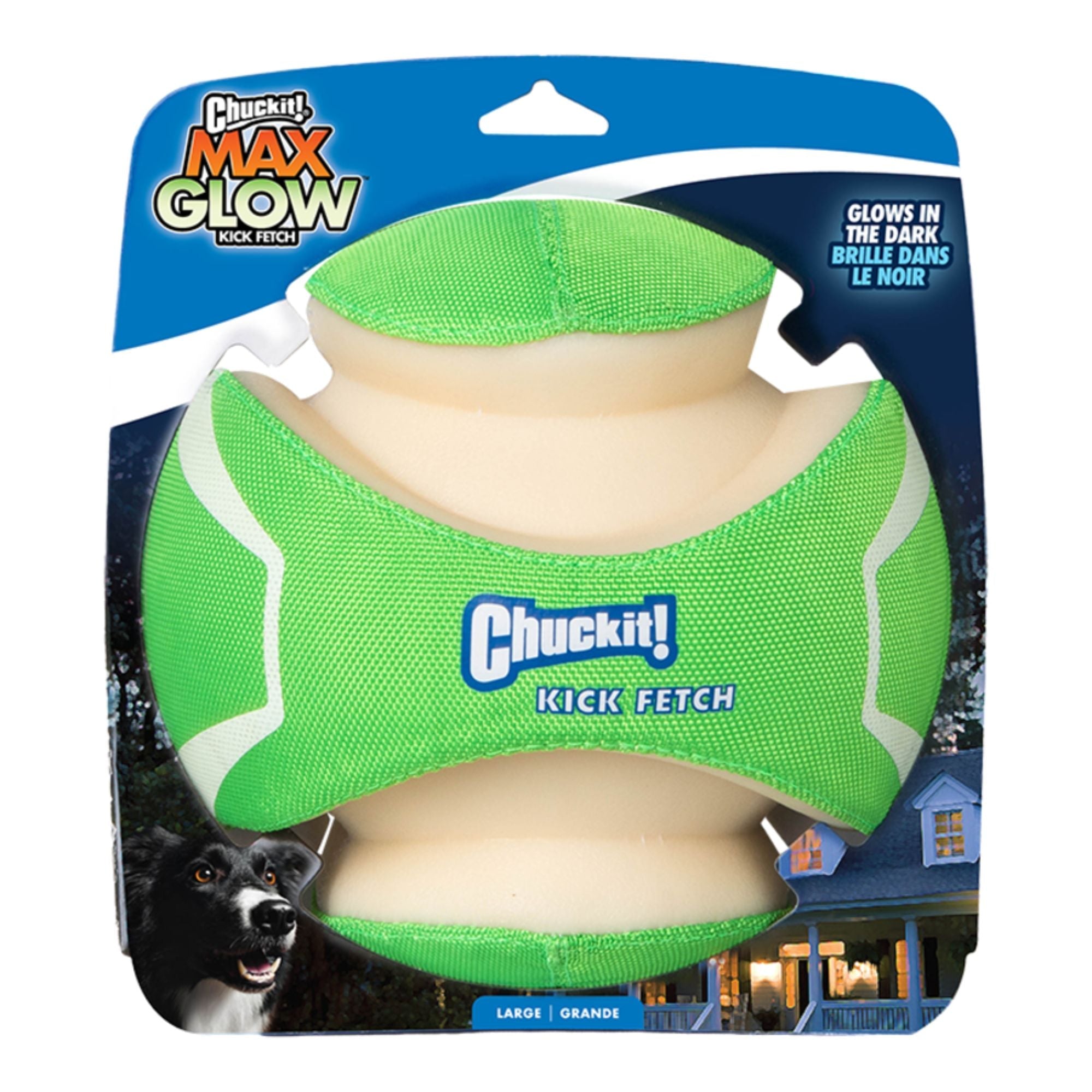 Chuckit! Kick Fetch Dog Toy Max Glow Green/White LG