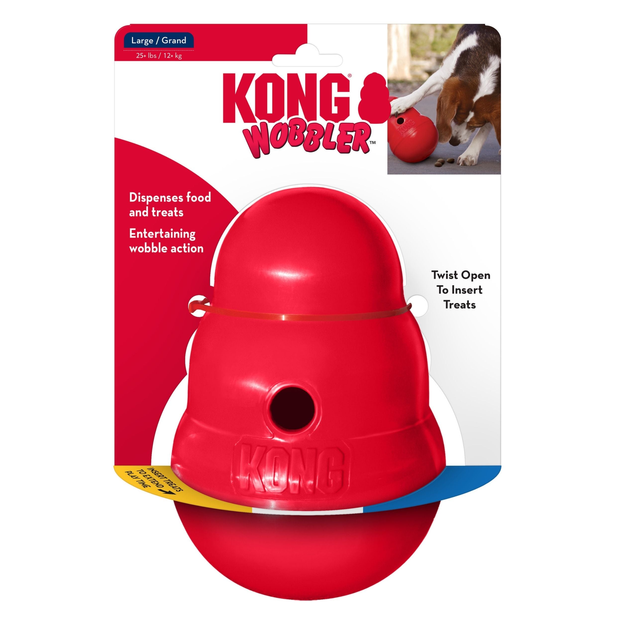KONG Wobbler Food and Treat Dispenser Dog Toy Red LG