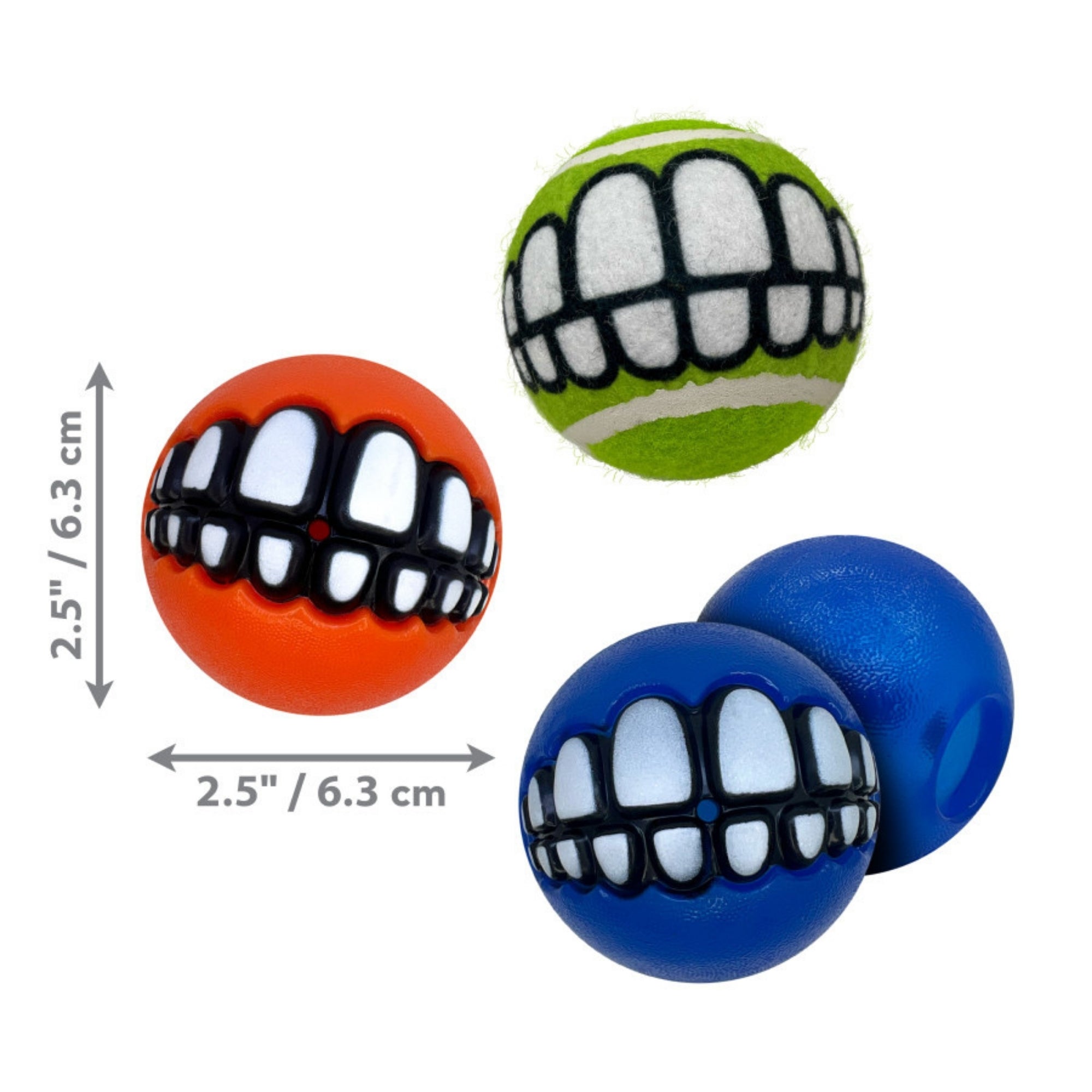 KONG Grinz by Rogz Variety Ball Dog Toys Medium, 3 pk