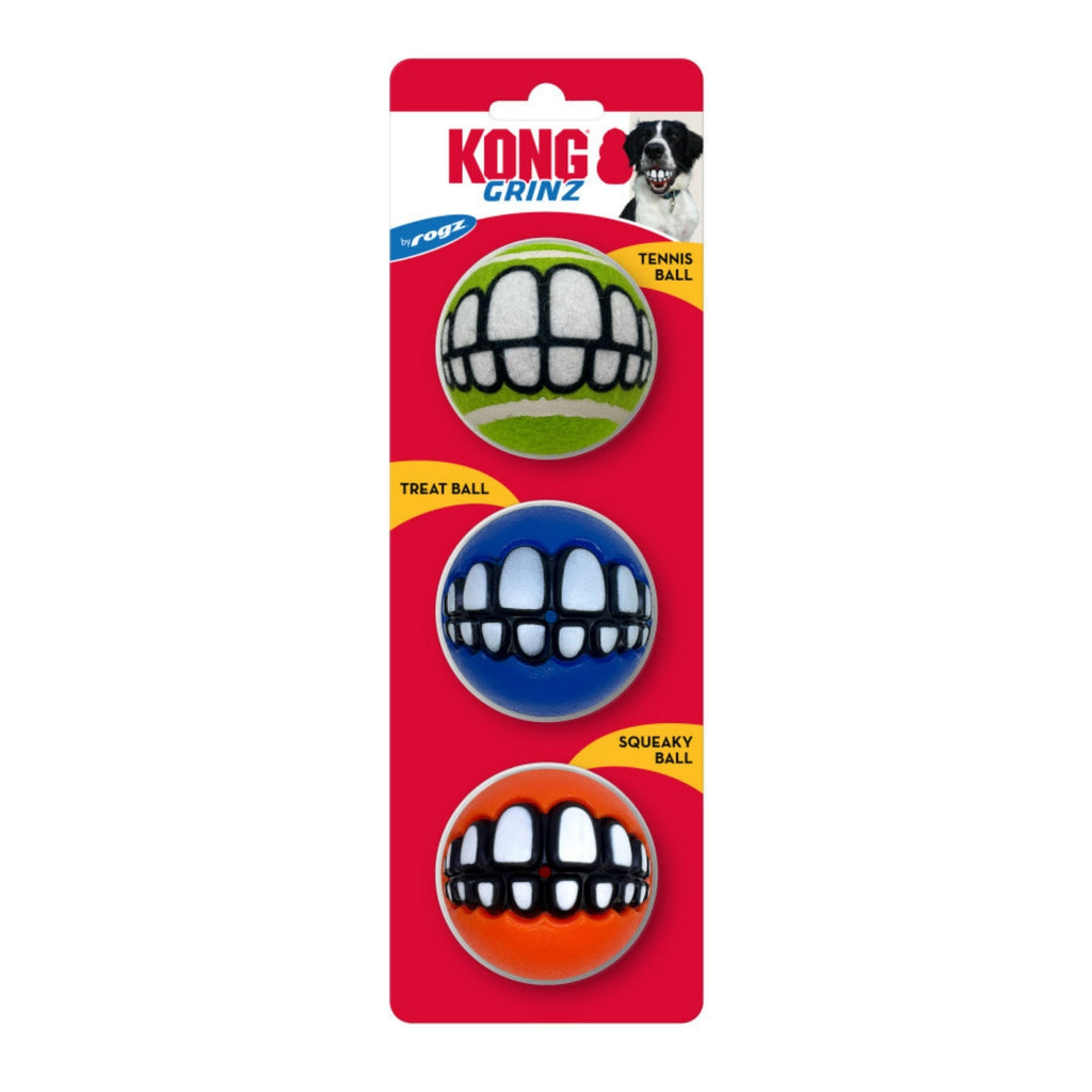 KONG Grinz by Rogz Variety Ball Dog Toys Medium, 3 pk