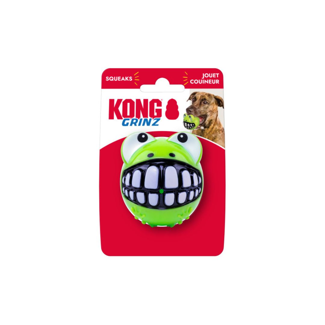 KONG Grinz Frog Dog Toy Green Medium
