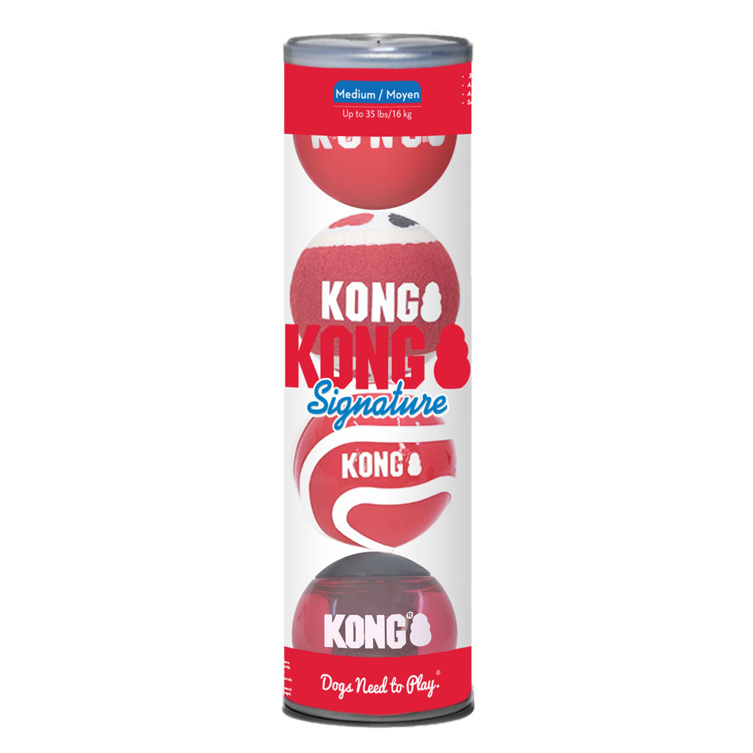 KONG Signature Ball Dog Toy Assorted Color Medium, 4 pk