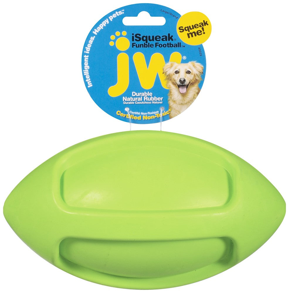 JW Pet iSqueak Funble Dog Toy Football Assorted LG