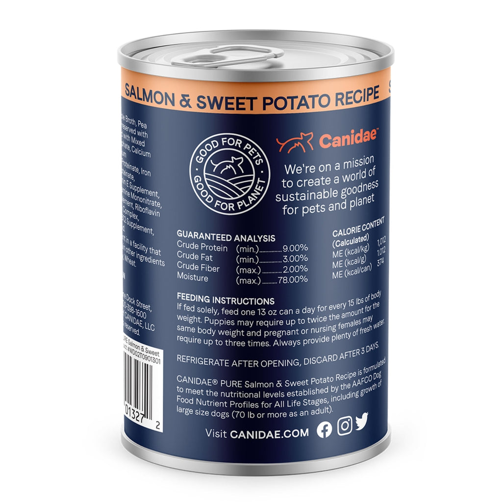 CANIDAE PURE Goodness GrainFree LID Canned Dog Food Salmon and Sweet Potato, 12ea/13 oz