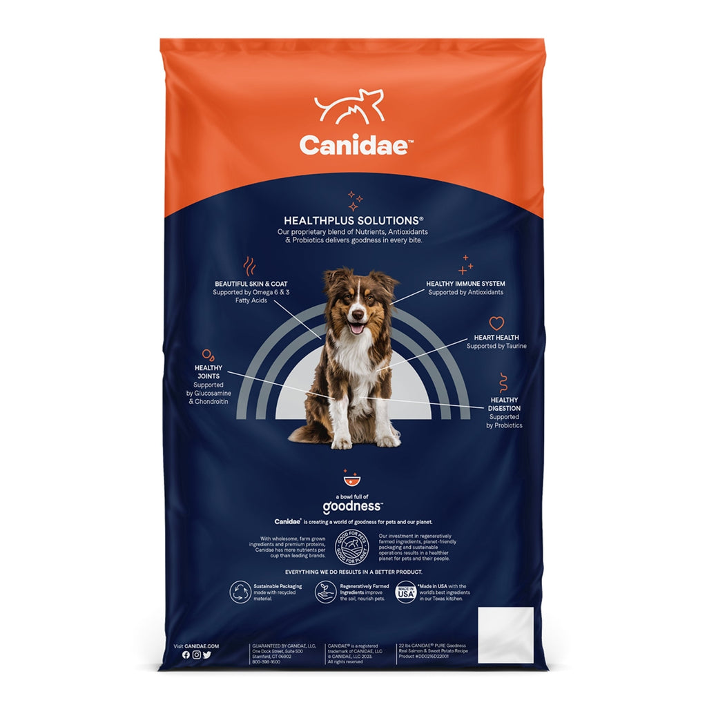 CANIDAE PURE Farm To Bowl GrainFree LID Dry Dog Food Salmon  Sweet Potato, 1ea/22 lb