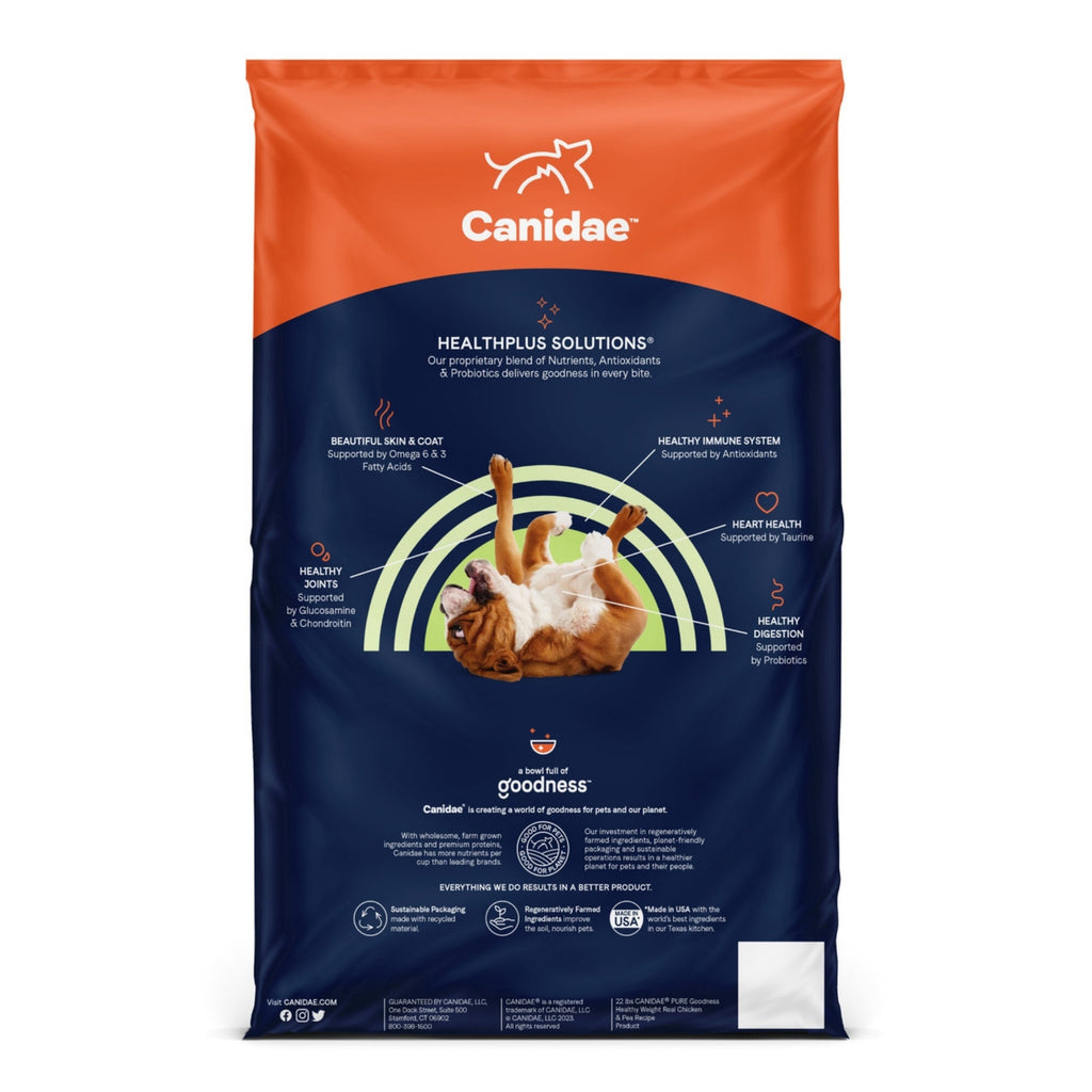CANIDAE PURE Farm To Bowl GrainFree LID Healthy Weight Dry Dog Food Chicken  Pea, 1ea/22 lb